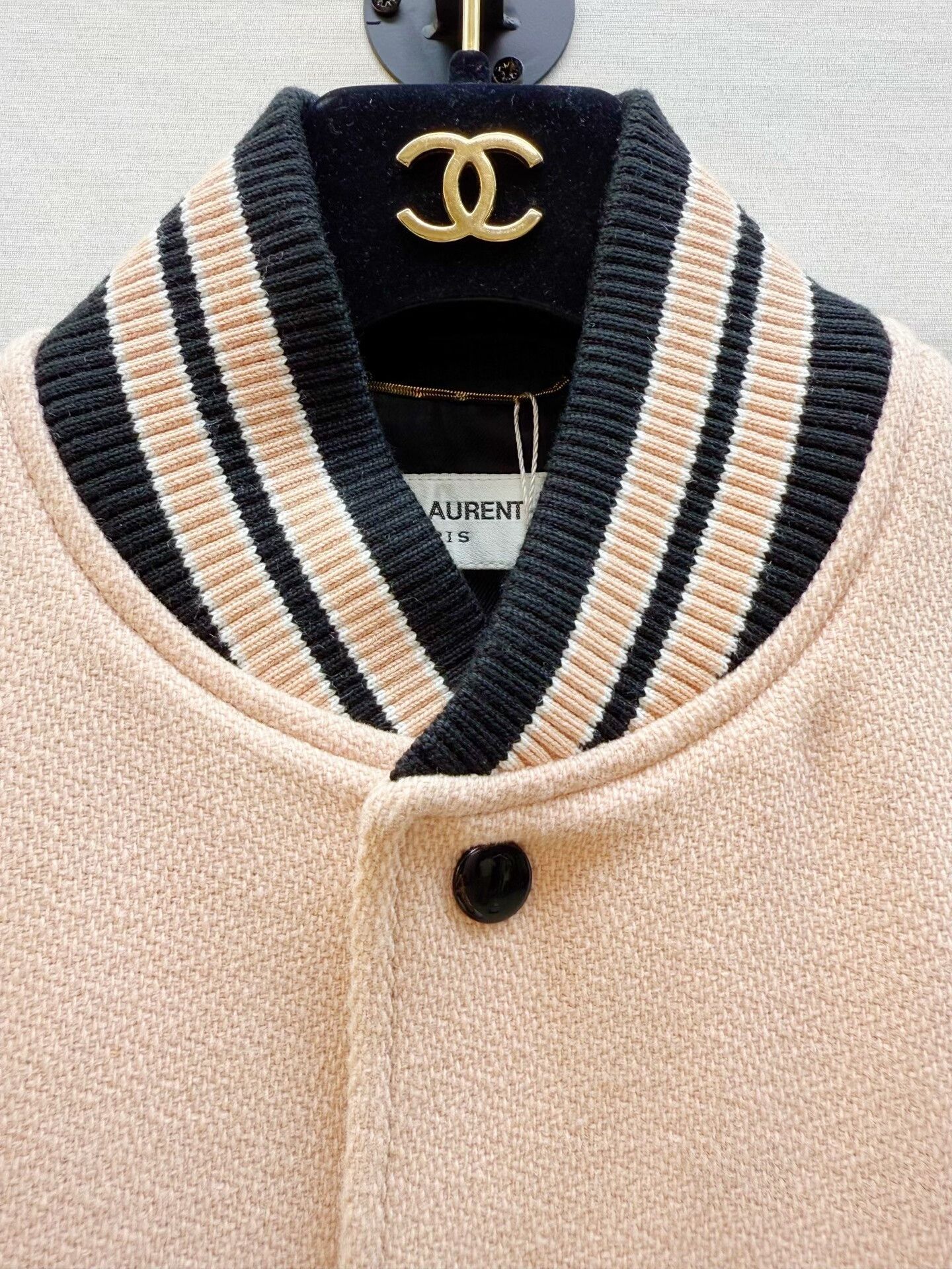 Saint Laurent Paris Saint Laurent Light Pink Baseball Jacket Size US XXS / EU 40 - 2 Thumbnail
