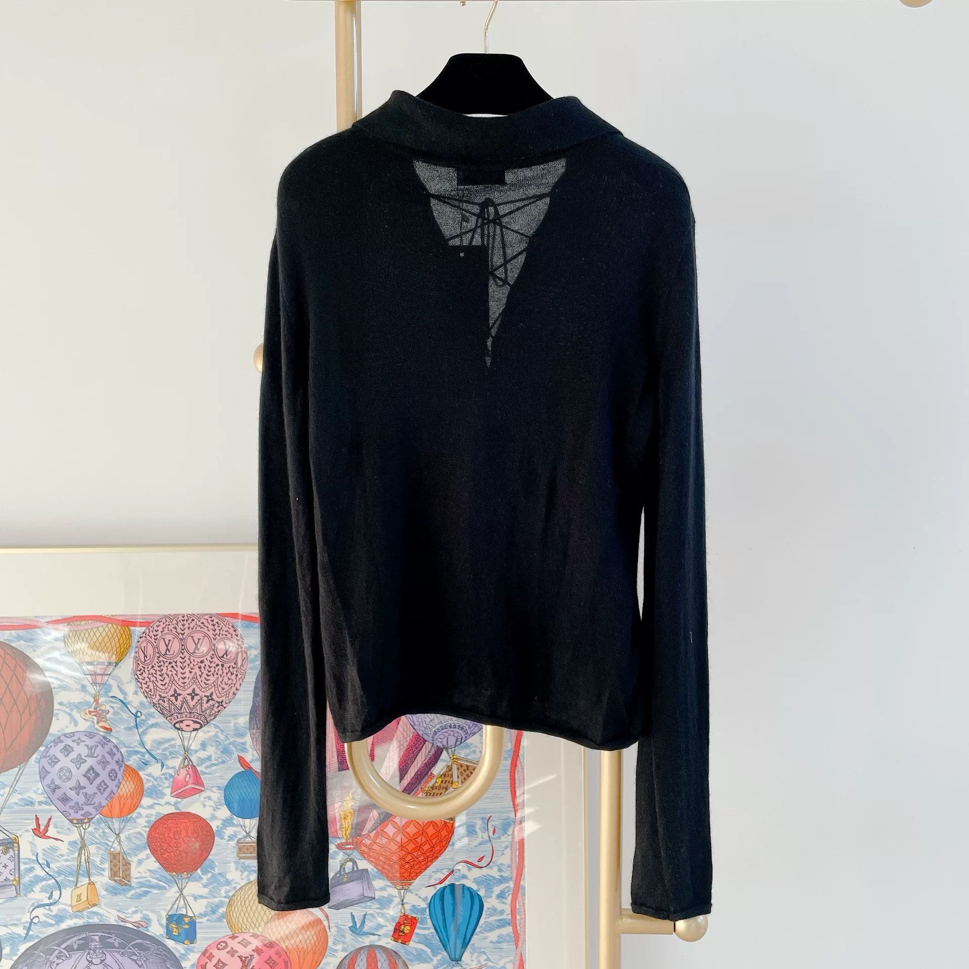 Saint Laurent Paris Saint Laurent Black Cashmere Lace-Up Sweater Size M / US 6-8 / IT 42-44 - 2 Thumbnail