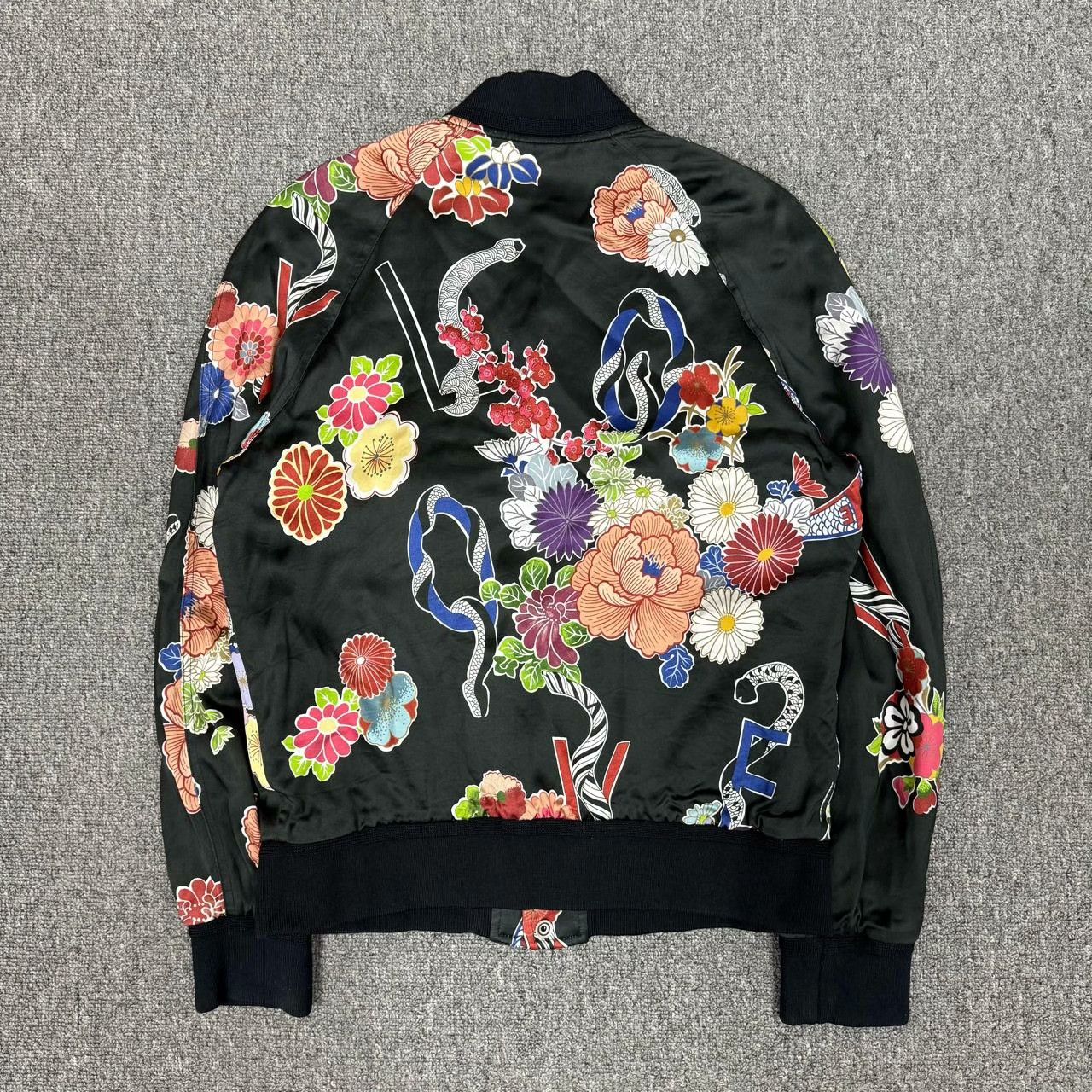 Saint Laurent Paris Saint Laurent Black Floral Jacket Size L / US 10 / IT 46 - 2 Thumbnail