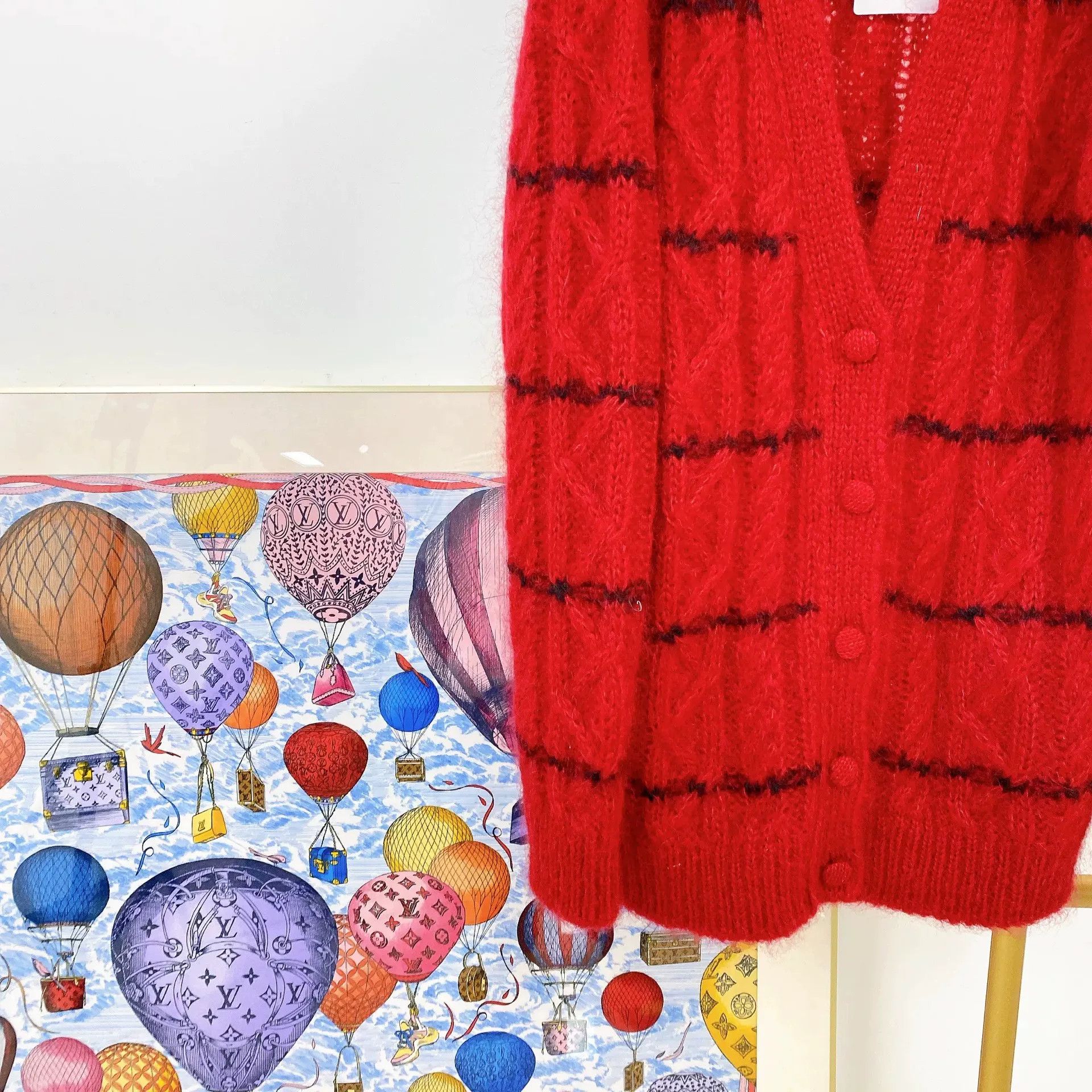 Saint Laurent Paris Saint Laurent Red Cable Knit Cardigan Size XS / US 0-2 / IT 36-38 - 4 Thumbnail