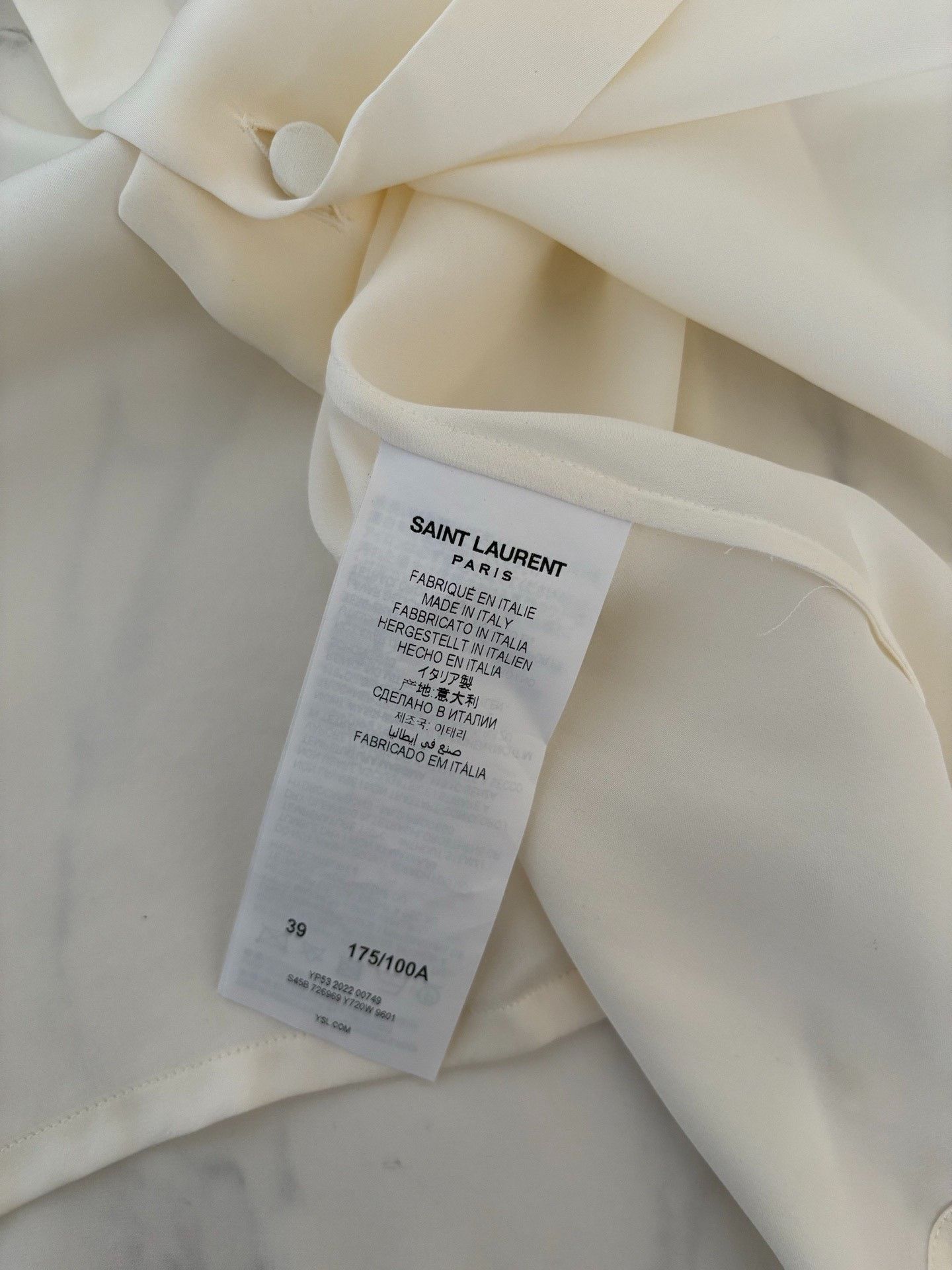 Saint Laurent Paris Saint Laurent Men's Beige Silk Shirt Size US XXS / EU 40 - 7 Thumbnail