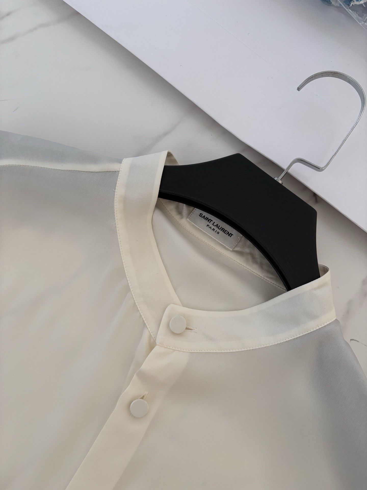Saint Laurent Paris Saint Laurent Men's Beige Silk Shirt Size US XXS / EU 40 - 2 Thumbnail