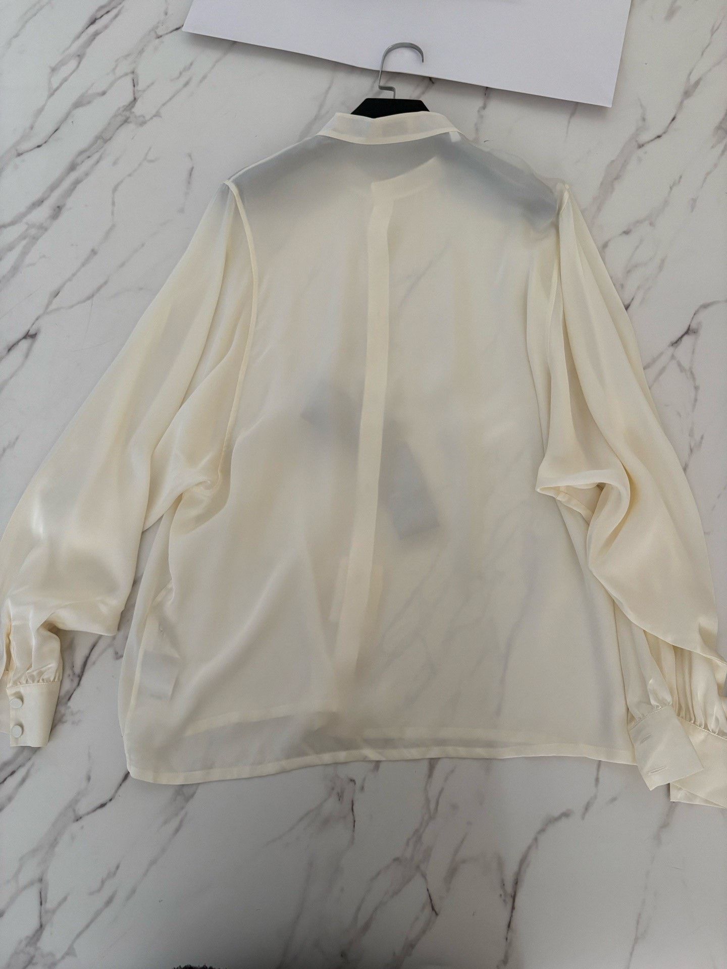Saint Laurent Paris Saint Laurent Men's Beige Silk Shirt Size US XXS / EU 40 - 6 Thumbnail