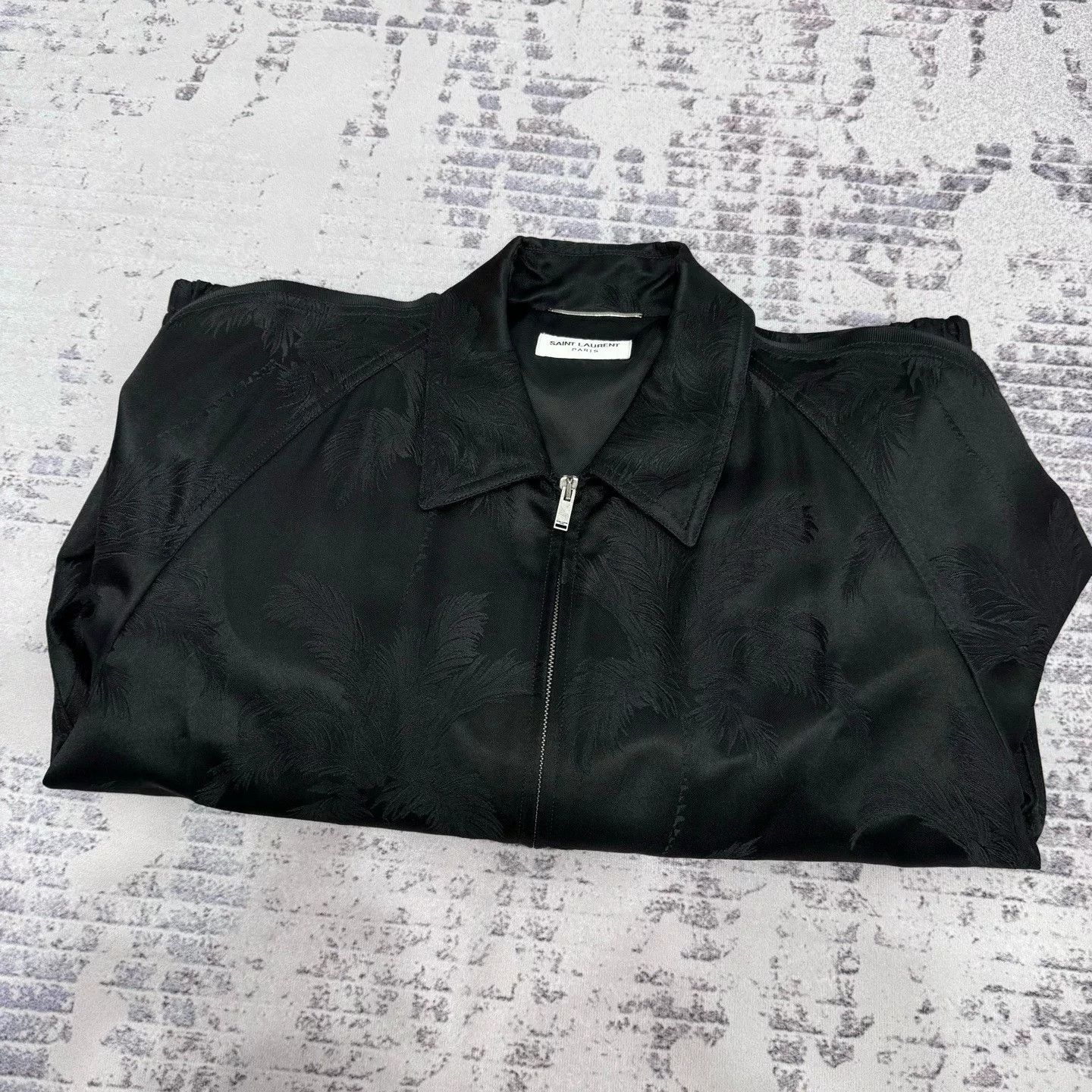 Saint Laurent Paris Saint Laurent Palm Satin Zip Jacket Size US L / EU 52-54 / 3 - 6 Thumbnail