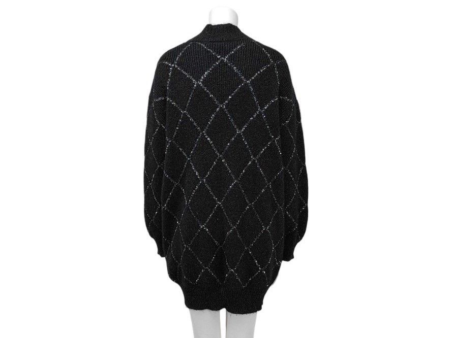 Saint Laurent Paris Saint Laurent Black Sequin Diamond Cardigan Size XS / US 0-2 / IT 36-38 - 2 Thumbnail