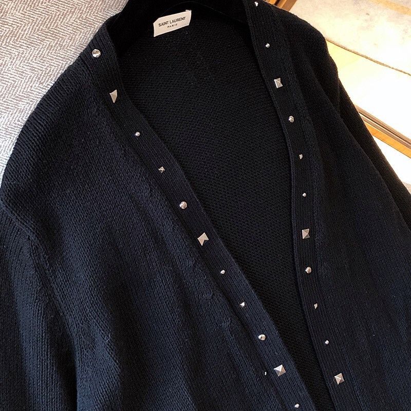 Saint Laurent Paris Saint Laurent Black Studded Knit Cardigan Size XS / US 0-2 / IT 36-38 - 5 Thumbnail