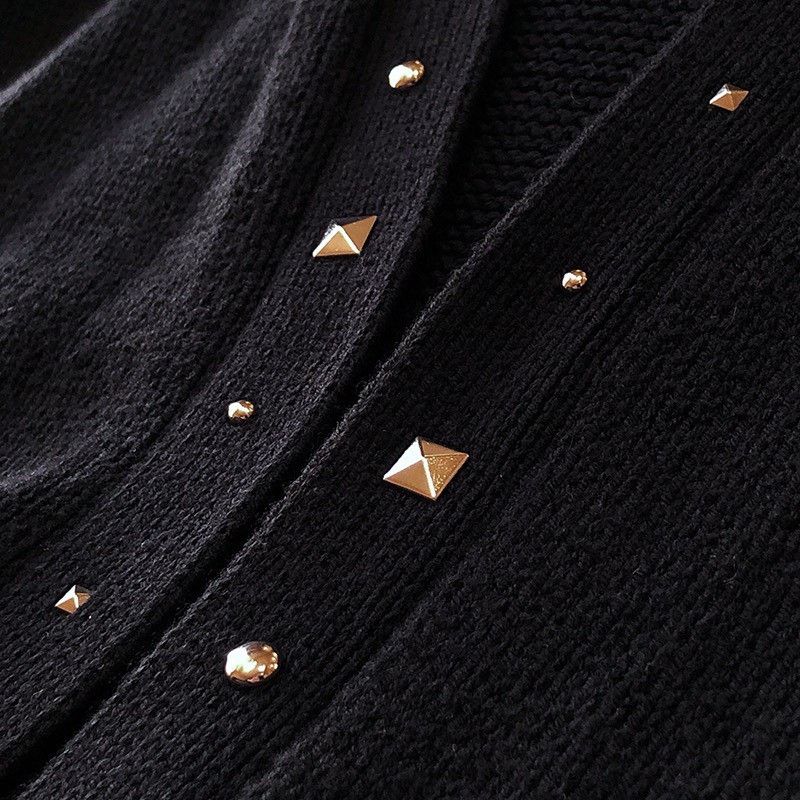 Saint Laurent Paris Saint Laurent Black Studded Knit Cardigan Size XS / US 0-2 / IT 36-38 - 6 Thumbnail