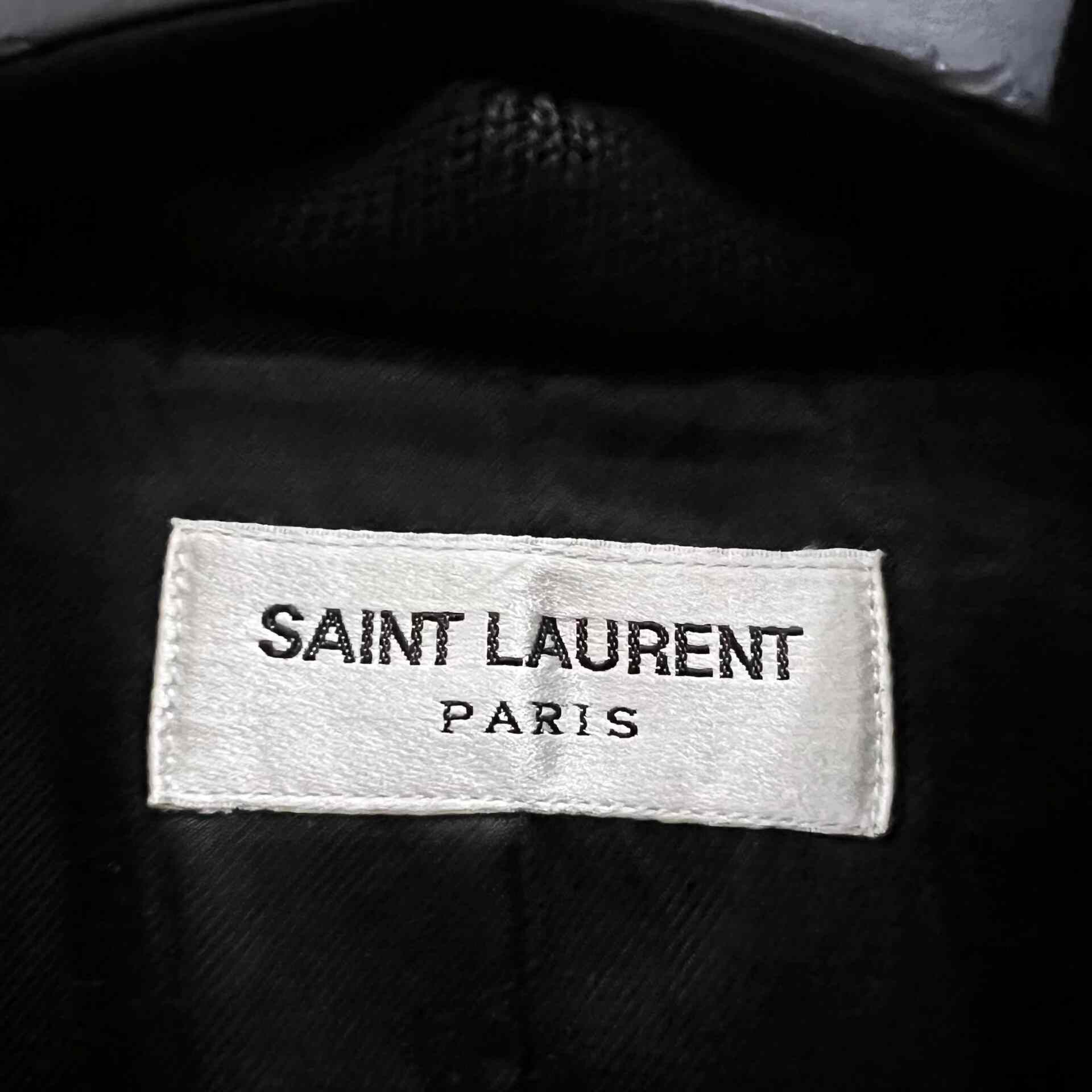 Saint Laurent Paris Saint Laurent Dark Blue Leather Sleeve Jacket Size US M / EU 48-50 / 2 - 3 Thumbnail