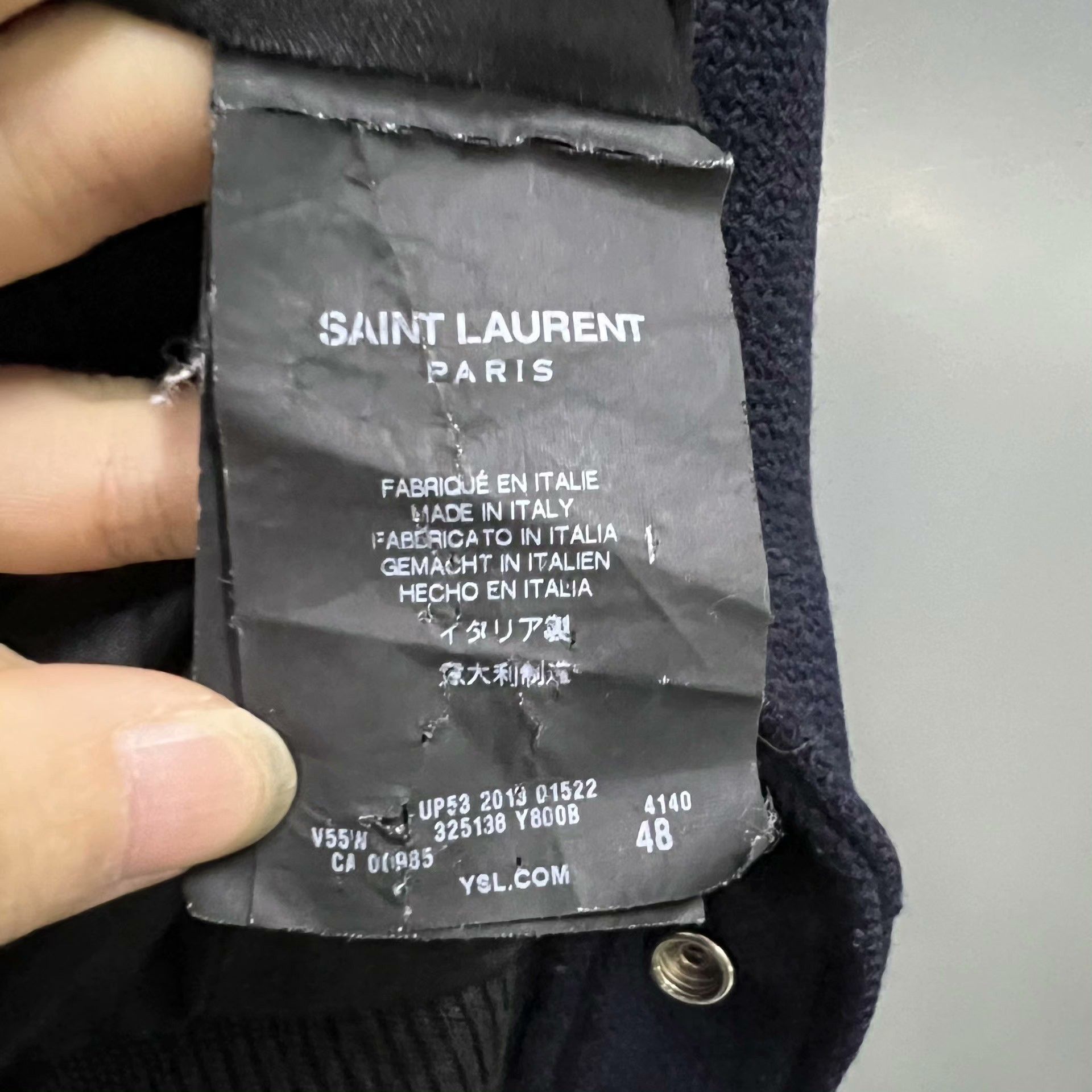 Saint Laurent Paris Saint Laurent Dark Blue Leather Sleeve Jacket Size US M / EU 48-50 / 2 - 4 Thumbnail