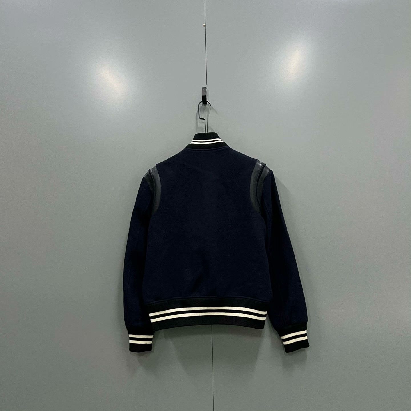 Saint Laurent Paris Saint Laurent Dark Blue Leather Sleeve Jacket Size US M / EU 48-50 / 2 - 2 Thumbnail
