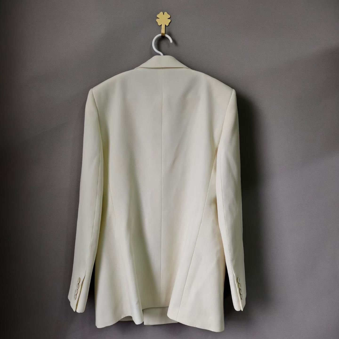 Saint Laurent Paris Saint Laurent Cream Double-Breasted Blazer Size S / US 4 / IT 40 - 2 Thumbnail