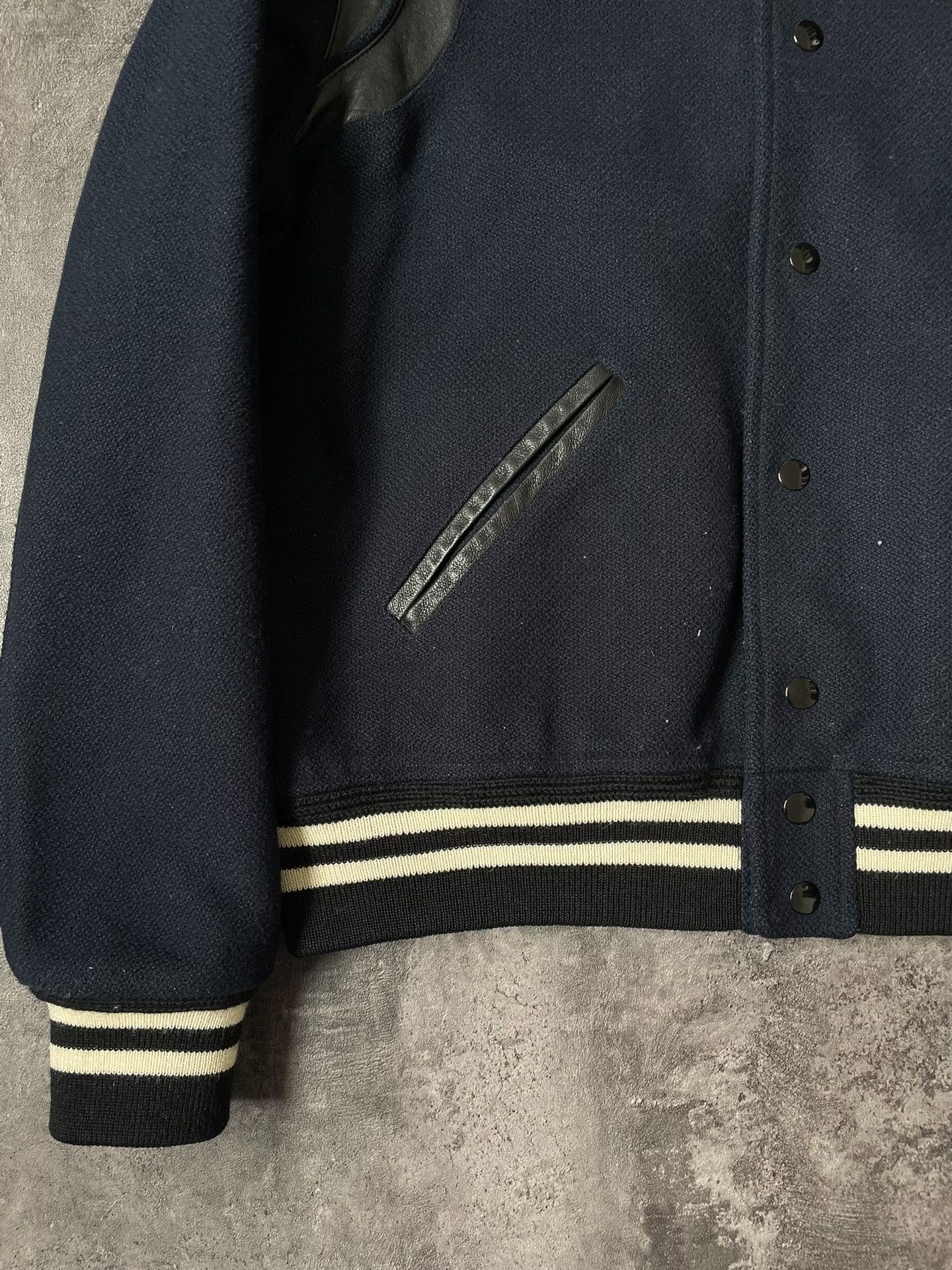 Saint Laurent Paris Saint Laurent Navy Varsity Wool Jacket Size US M / EU 48-50 / 2 - 3 Thumbnail