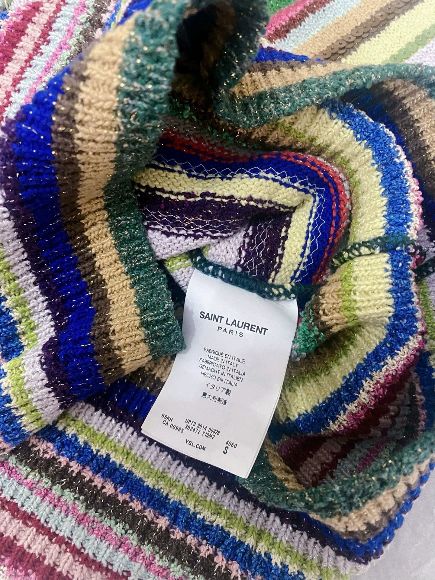 Saint Laurent Paris Saint Laurent Striped Sequin Sweater Size S / US 4 / IT 40 - 3 Thumbnail