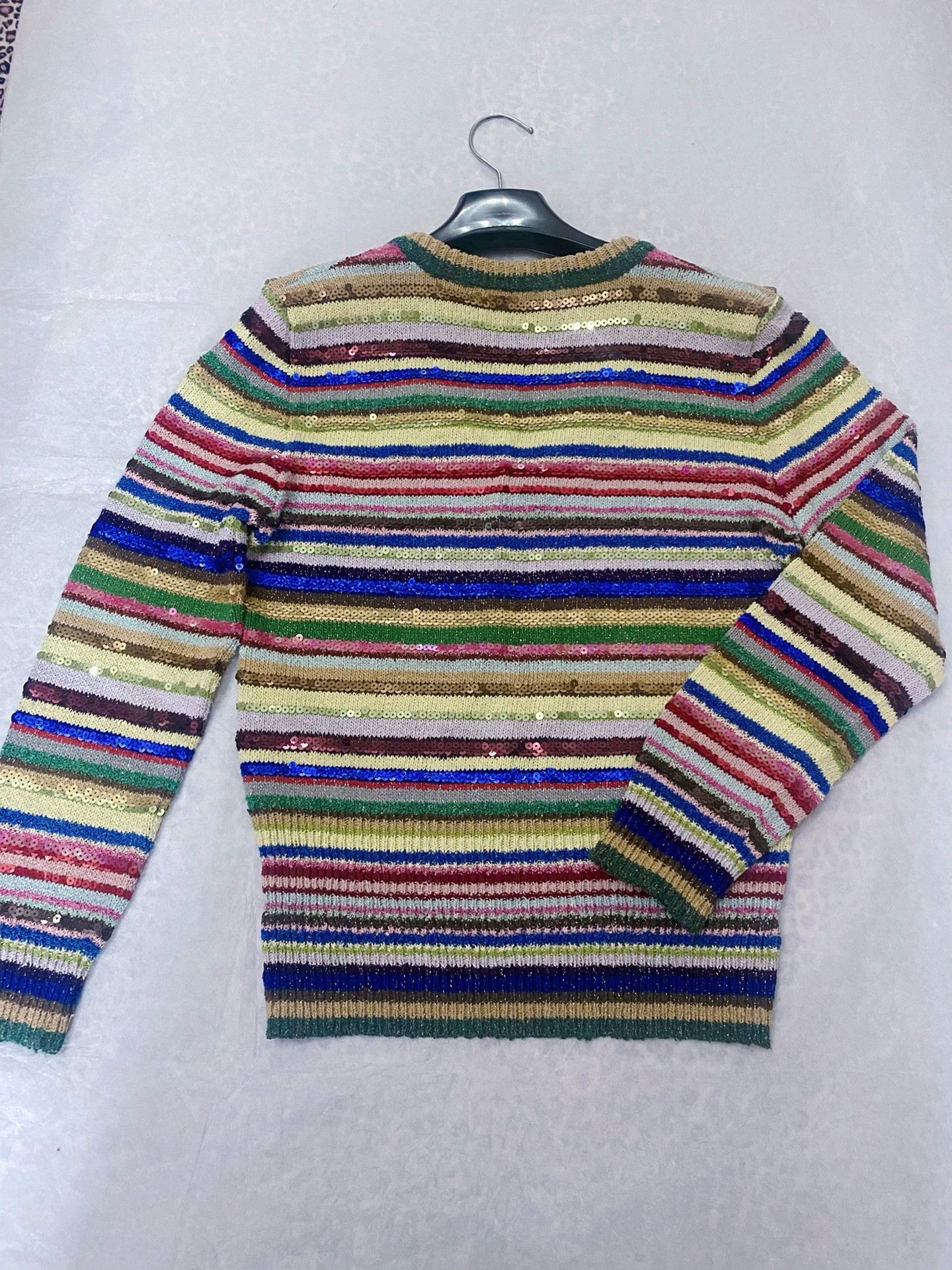 Saint Laurent Paris Saint Laurent Striped Sequin Sweater Size S / US 4 / IT 40 - 2 Thumbnail