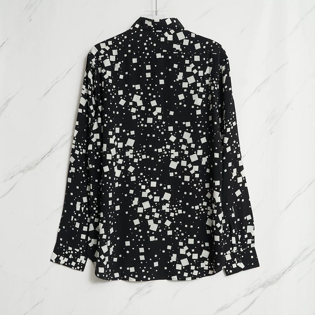 Saint Laurent Paris Saint Laurent Men's Square-Pattern Silk Shirt Size US M / EU 48-50 / 2 - 4 Thumbnail
