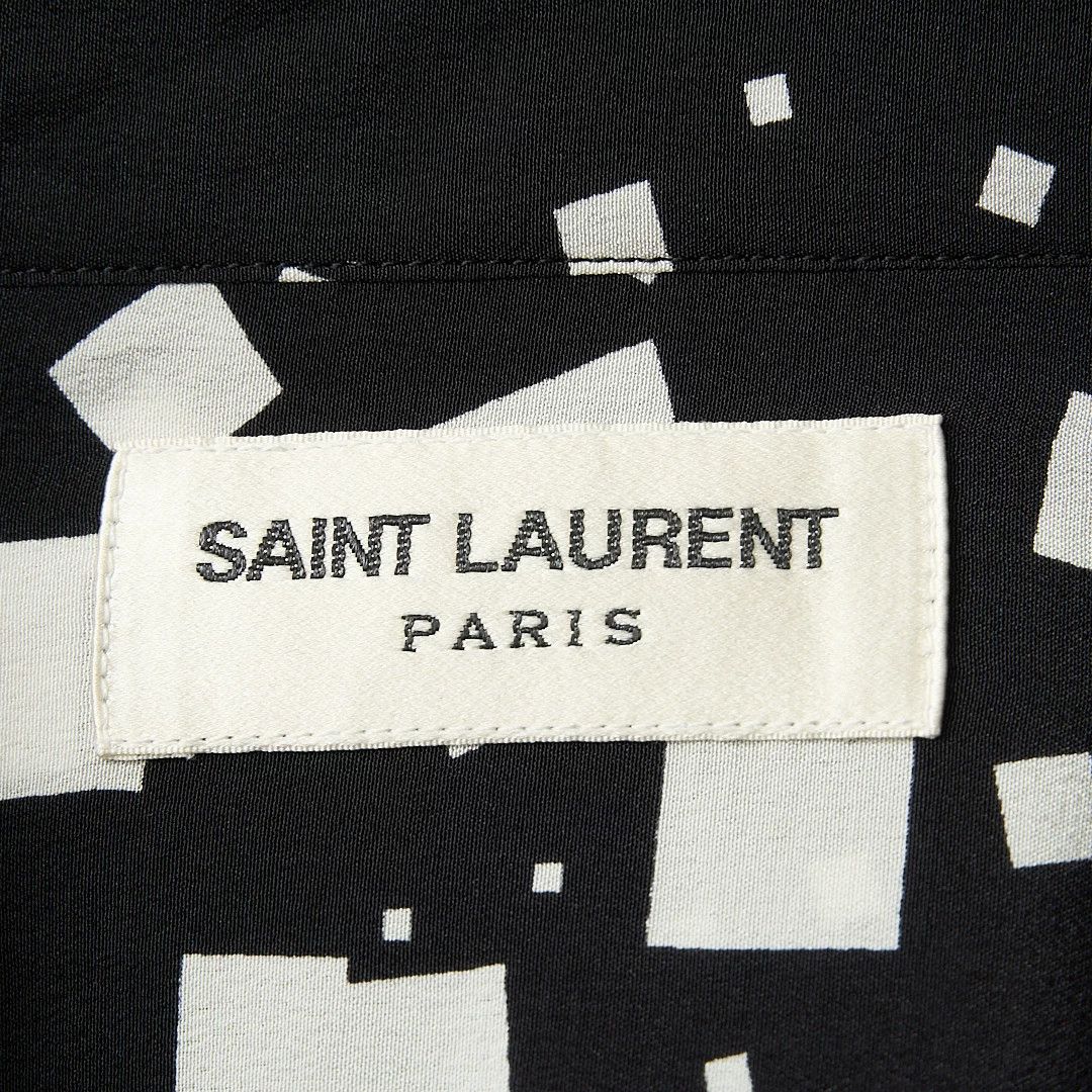 Saint Laurent Paris Saint Laurent Men's Square-Pattern Silk Shirt Size US M / EU 48-50 / 2 - 6 Thumbnail