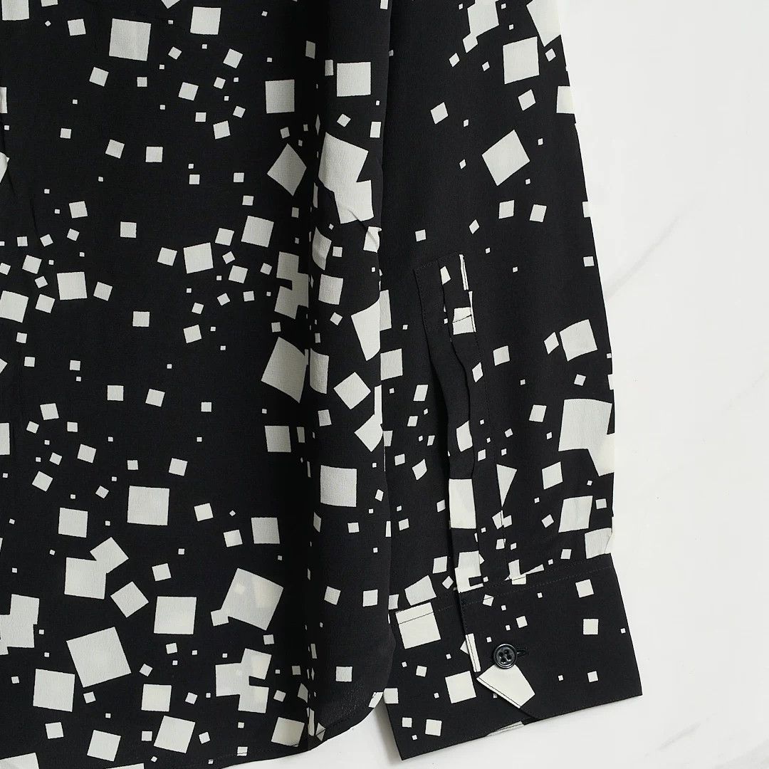 Saint Laurent Paris Saint Laurent Men's Square-Pattern Silk Shirt Size US M / EU 48-50 / 2 - 5 Thumbnail