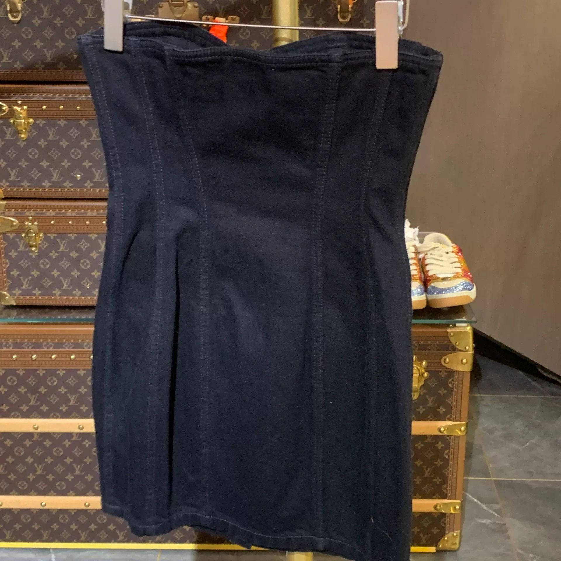 Saint Laurent Paris Saint Laurent Black Denim Strapless Dress Size XS / US 0-2 / IT 36-38 - 2 Thumbnail