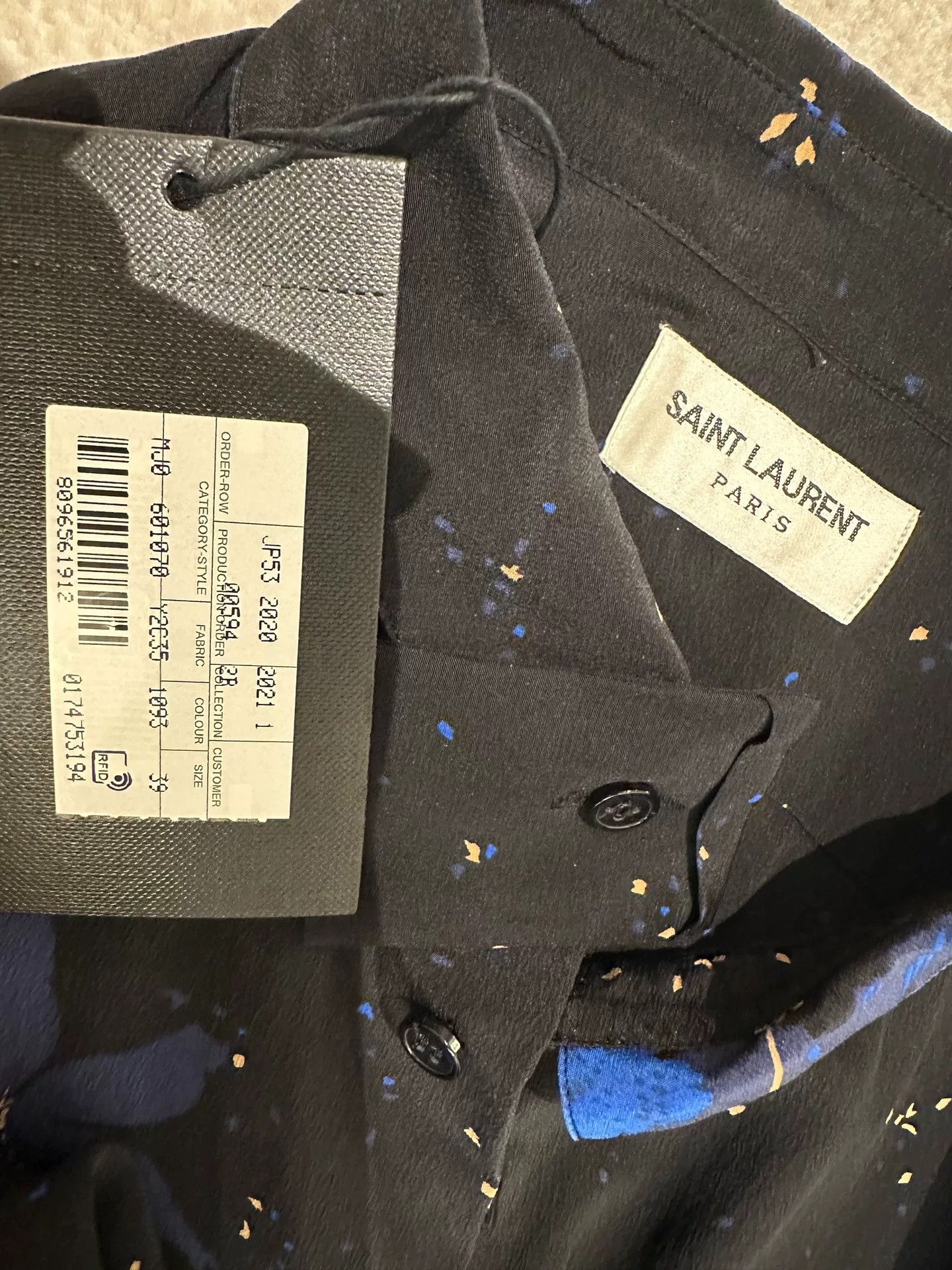 Saint Laurent Paris Saint Laurent Black Floral Short-Sleeve Shirt Size US M / EU 48-50 / 2 - 5 Thumbnail