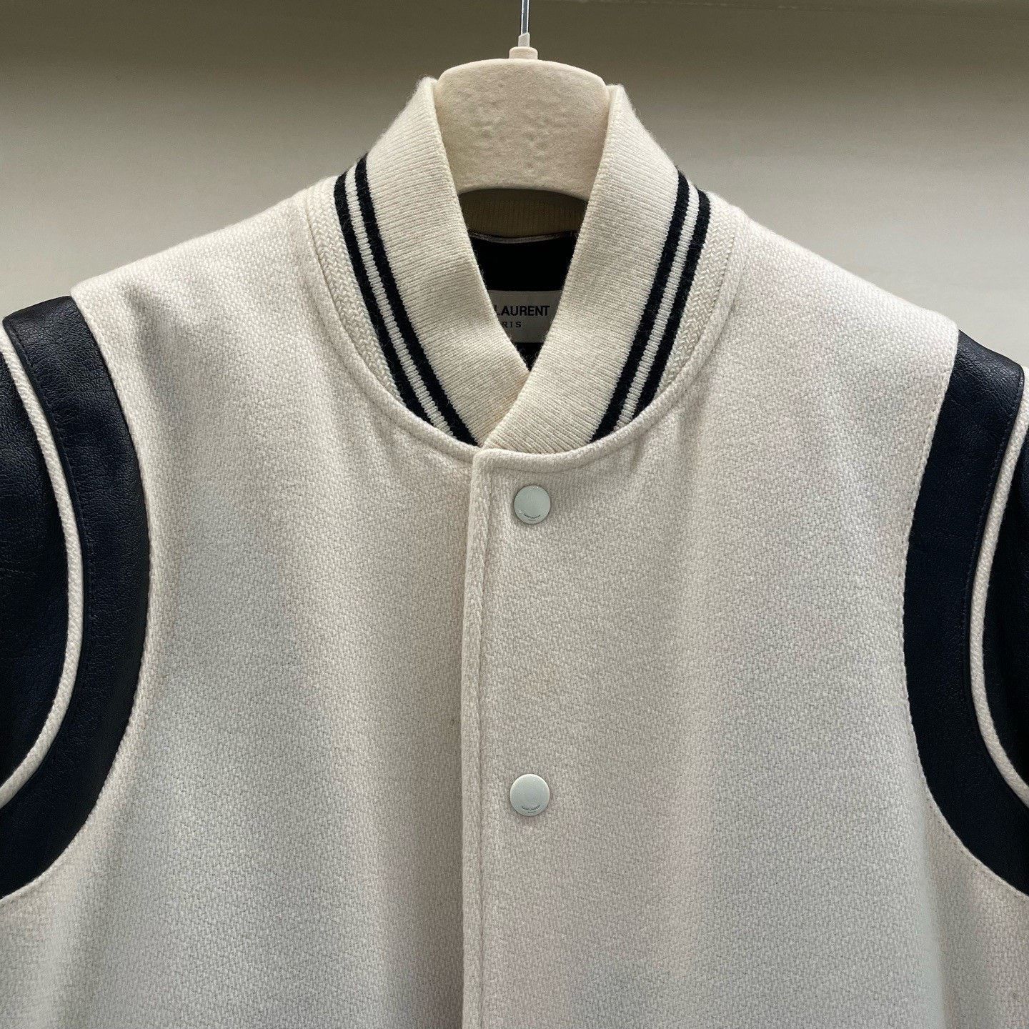 Saint Laurent Paris Saint Laurent Cream Baseball Jacket Size US M / EU 48-50 / 2 - 4 Thumbnail