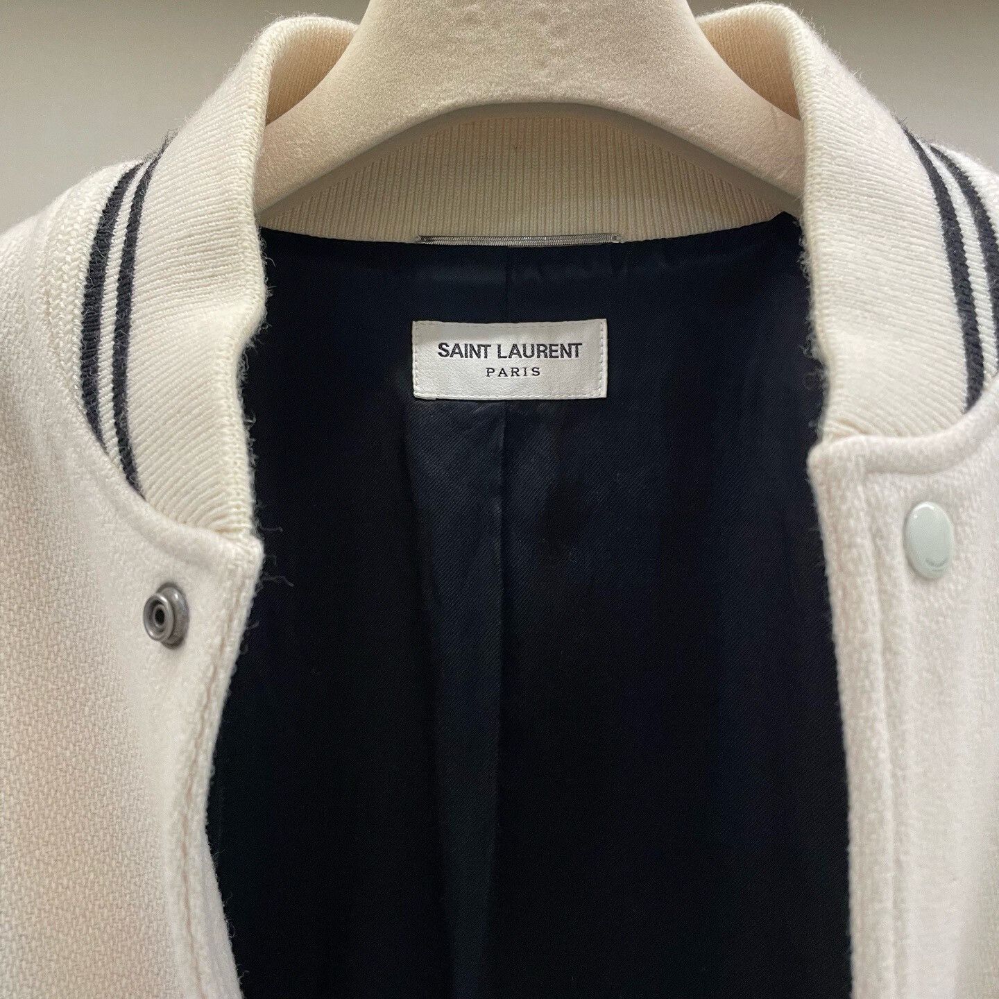 Saint Laurent Paris Saint Laurent Cream Baseball Jacket Size US M / EU 48-50 / 2 - 3 Thumbnail