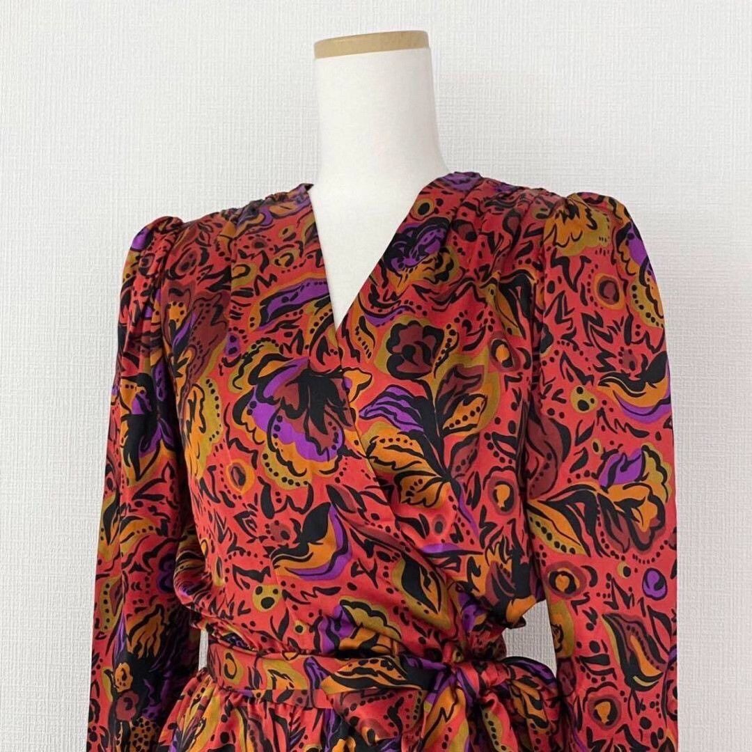Saint Laurent Paris Yves Saint Laurent 90s Silk Floral Long Dress Size XS / US 0-2 / IT 36-38 - 4 Thumbnail
