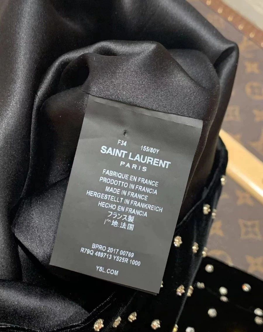 Saint Laurent Paris Saint Laurent Black Velvet Diamond Dress Size XS / US 0-2 / IT 36-38 - 4 Thumbnail