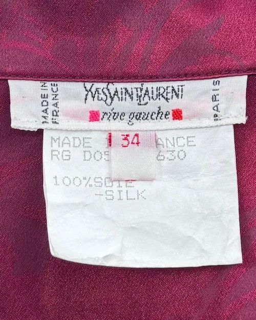 Saint Laurent Paris Yves Saint Laurent 1980s Floral Silk Shirt Size XXS / US 00 / IT 34 - 7 Thumbnail