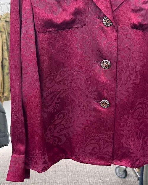 Saint Laurent Paris Yves Saint Laurent 1980s Floral Silk Shirt Size XXS / US 00 / IT 34 - 4 Thumbnail