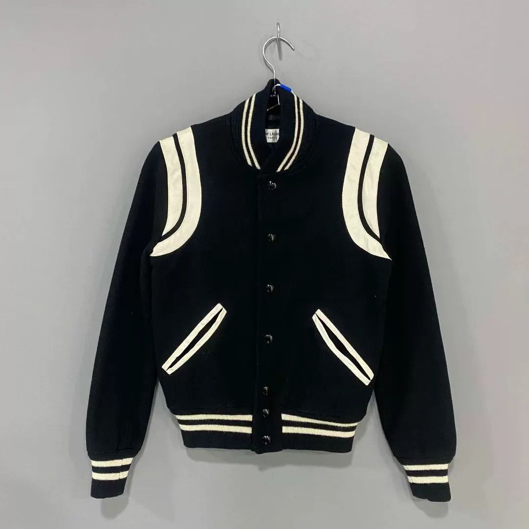 Saint Laurent Paris Saint Laurent Black White Baseball Jacket Size XXS / US 00 / IT 34 - 2 Thumbnail