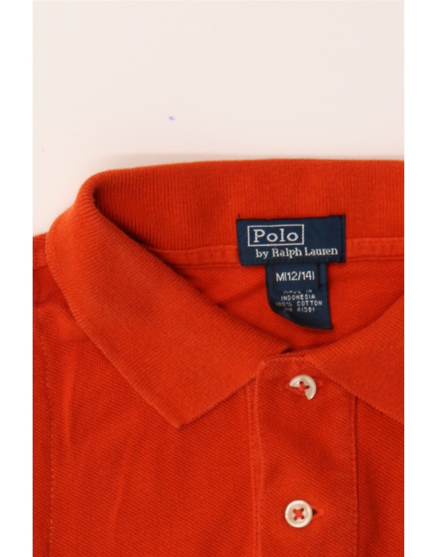 Polo Ralph Lauren Girls Crop Polo Shirt 12-13 Years Medium Orange Cotton Size M / US 6-8 / IT 42-44 - 4 Thumbnail
