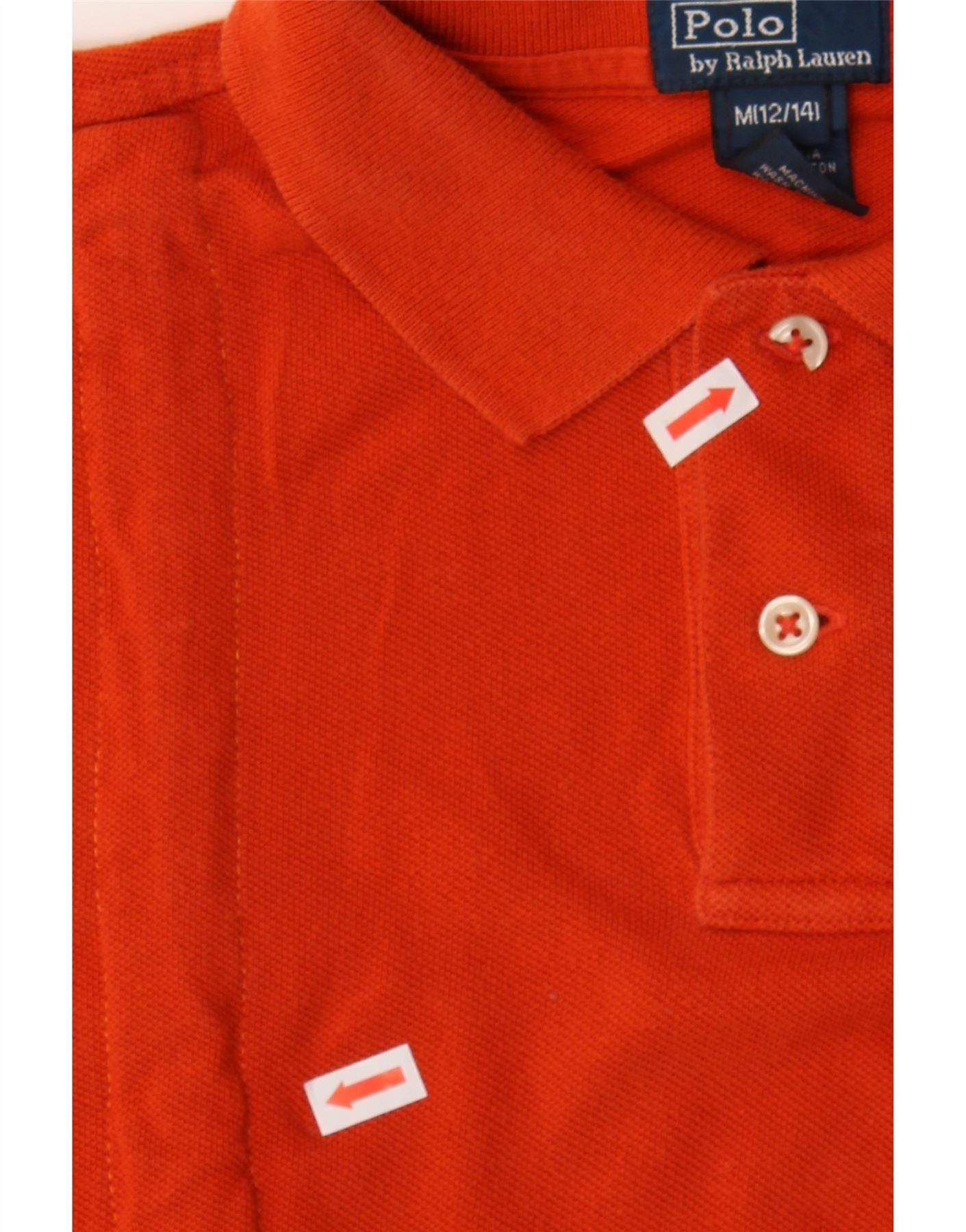 Polo Ralph Lauren Girls Crop Polo Shirt 12-13 Years Medium Orange Cotton Size M / US 6-8 / IT 42-44 - 3 Thumbnail