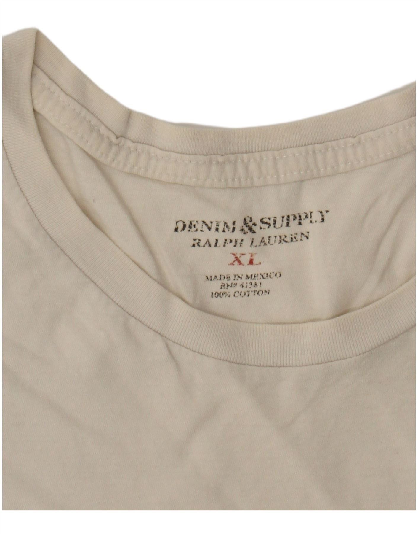 Ralph Lauren Mens Graphic T-Shirt Top XL White Cotton Size US XXL / EU 58 / 5 - 5 Thumbnail