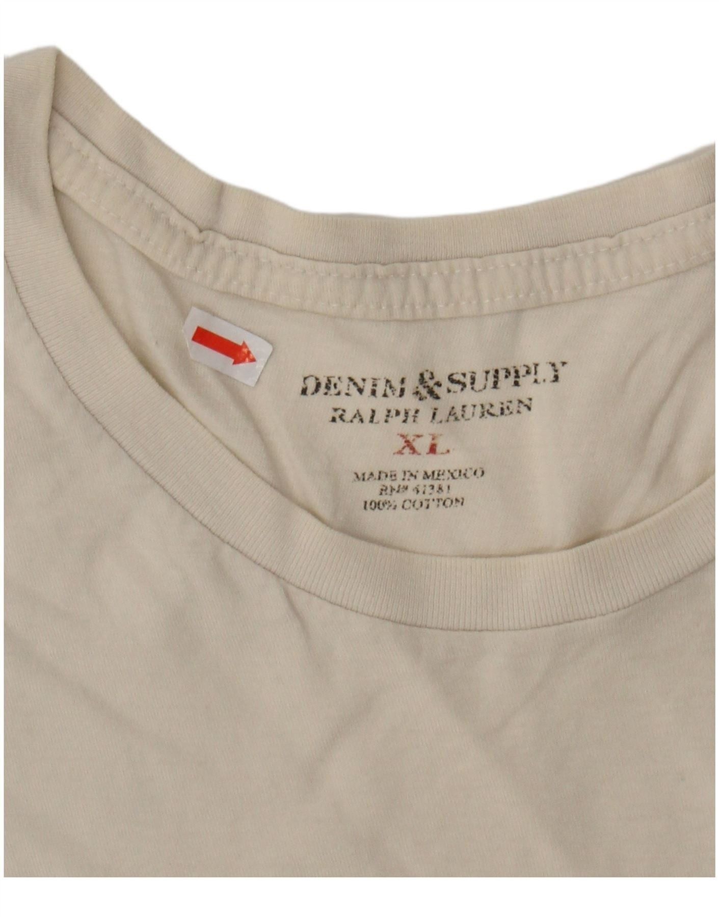 Ralph Lauren Mens Graphic T-Shirt Top XL White Cotton Size US XXL / EU 58 / 5 - 4 Thumbnail