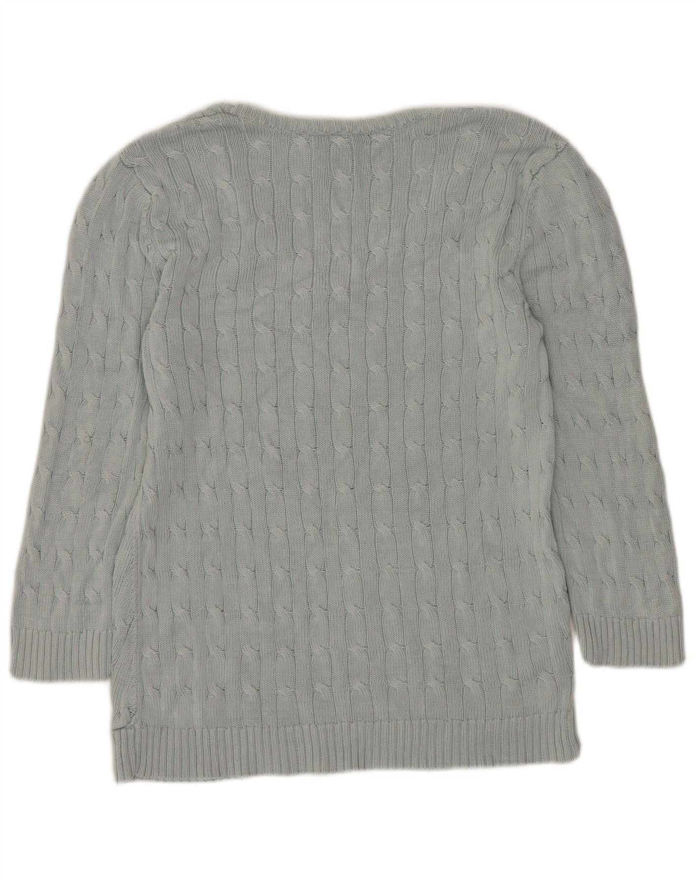 Ralph Lauren Womens 3/4 Sleeve V-Neck Jumper Sweater UK 12 Medium Blue Si Size XS / US 0-2 / IT 36-38 - 2 Thumbnail