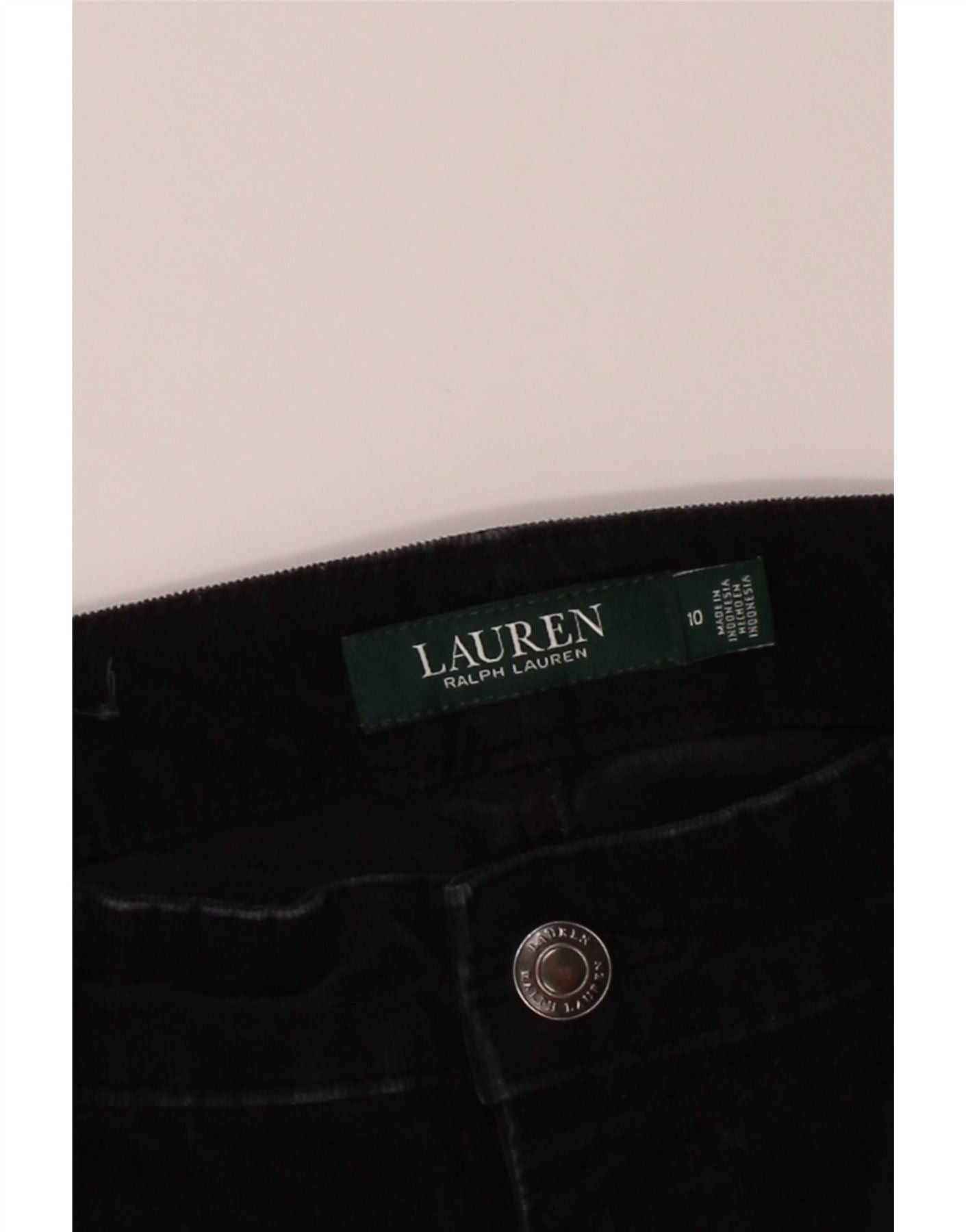 Ralph Lauren Womens Slim Corduroy Trousers US 10 Large W31 L30 Black Size 28" / US 6 / IT 42 - 3 Thumbnail