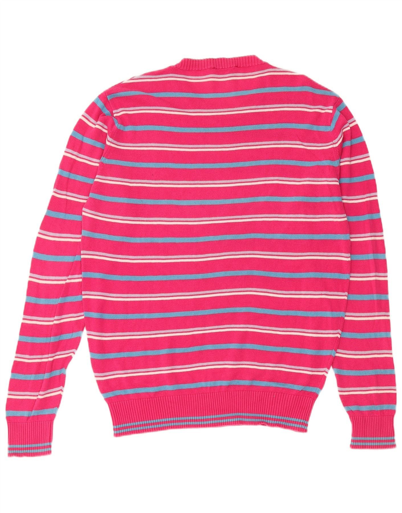 Diesel Womens Crew Neck Jumper Sweater UK 16 Large Pink Striped Size M / US 6-8 / IT 42-44 - 2 Thumbnail