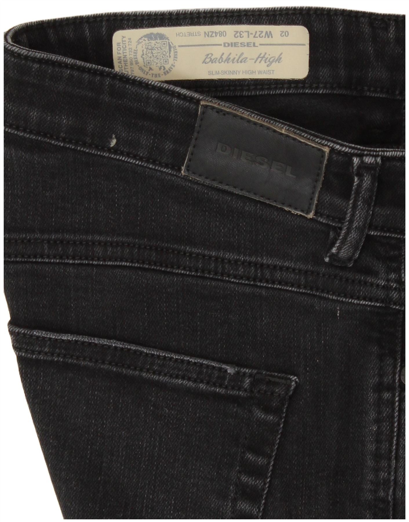 Diesel Womens Babhila Slim Skinny High Waist Jeans W27 L28 Black Size 42" / US 20 - 3 Thumbnail