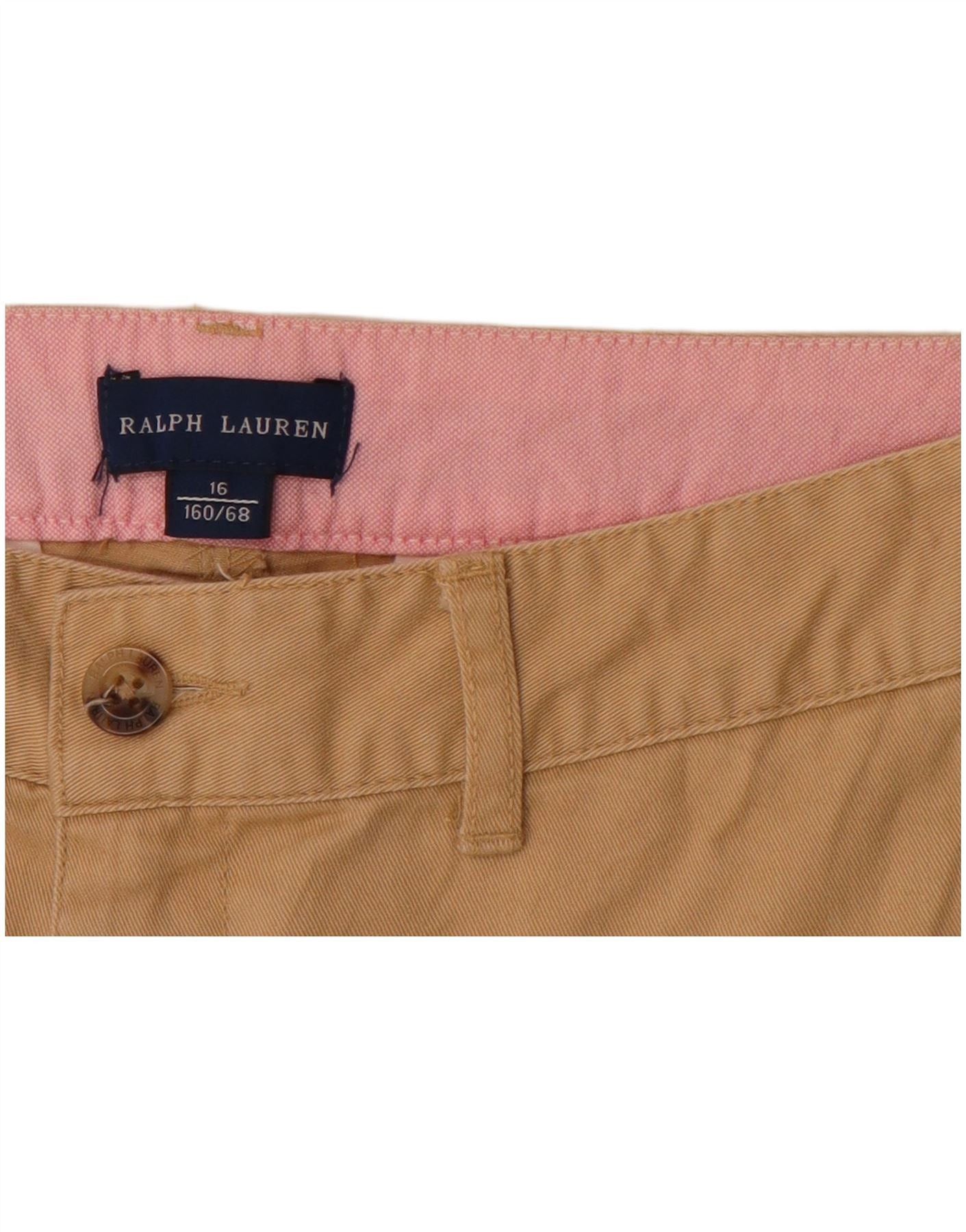 Ralph Lauren Girls Chino Shorts 15-16 Years W28 Beige Cotton Size 34" / US 12 / IT 48 - 3 Thumbnail