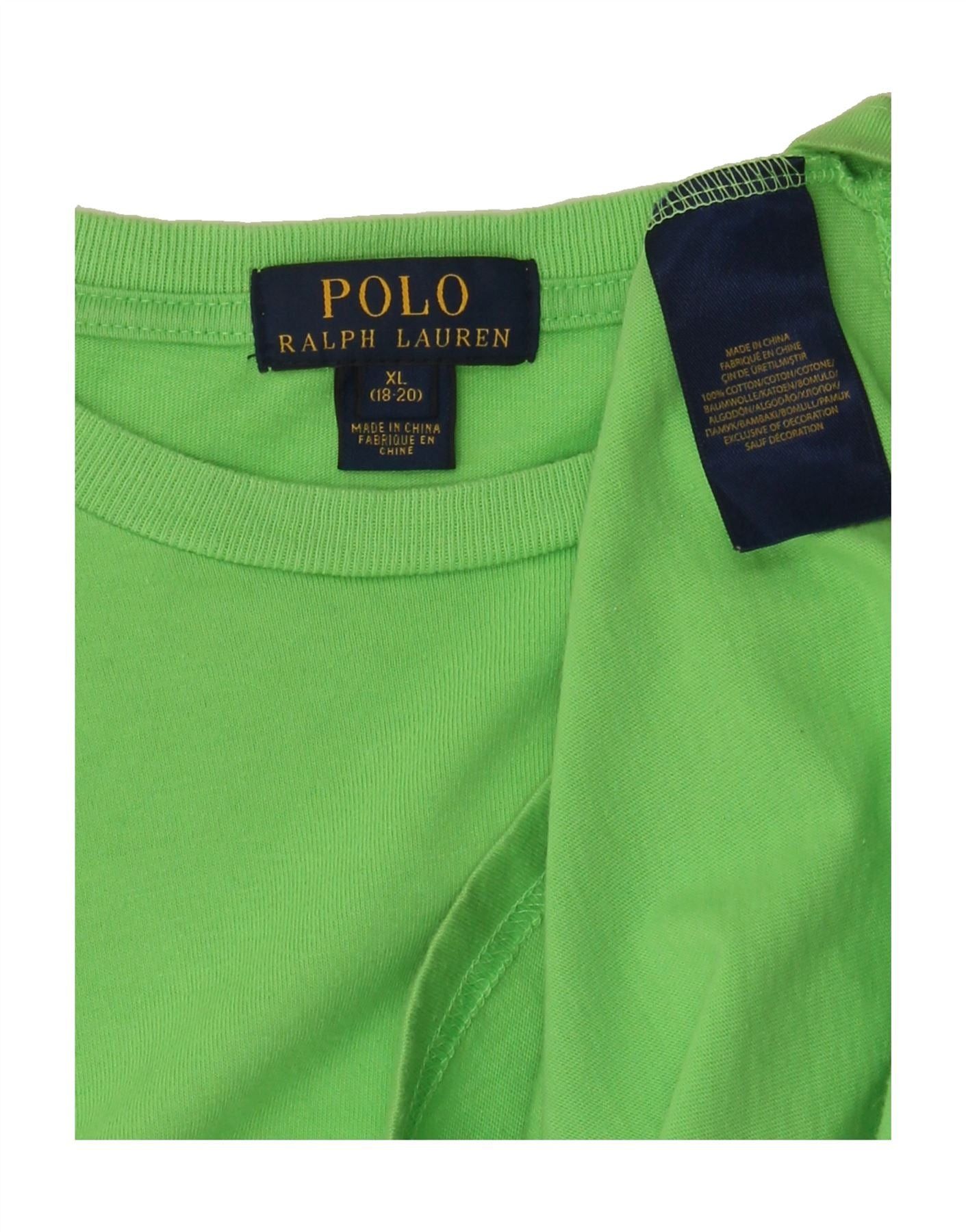Polo Ralph Lauren Boys T-Shirt Top 15-16 Years XL Green Cotton Size M / US 6-8 / IT 42-44 - 5 Thumbnail