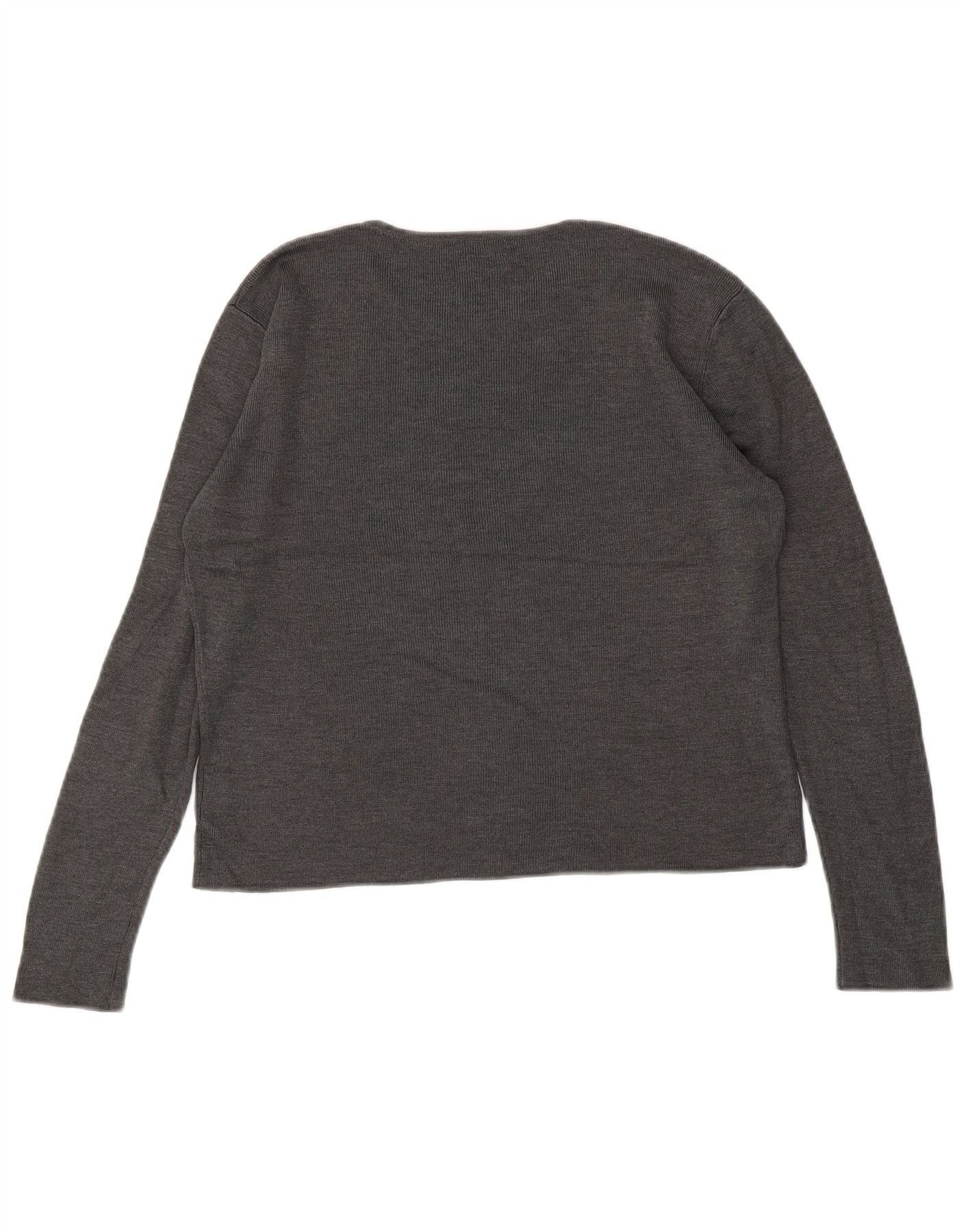 Ralph Lauren Womens Petite Crop Boat Neck Jumper Sweater UK 16 Large Grey Size M / US 6-8 / IT 42-44 - 2 Thumbnail