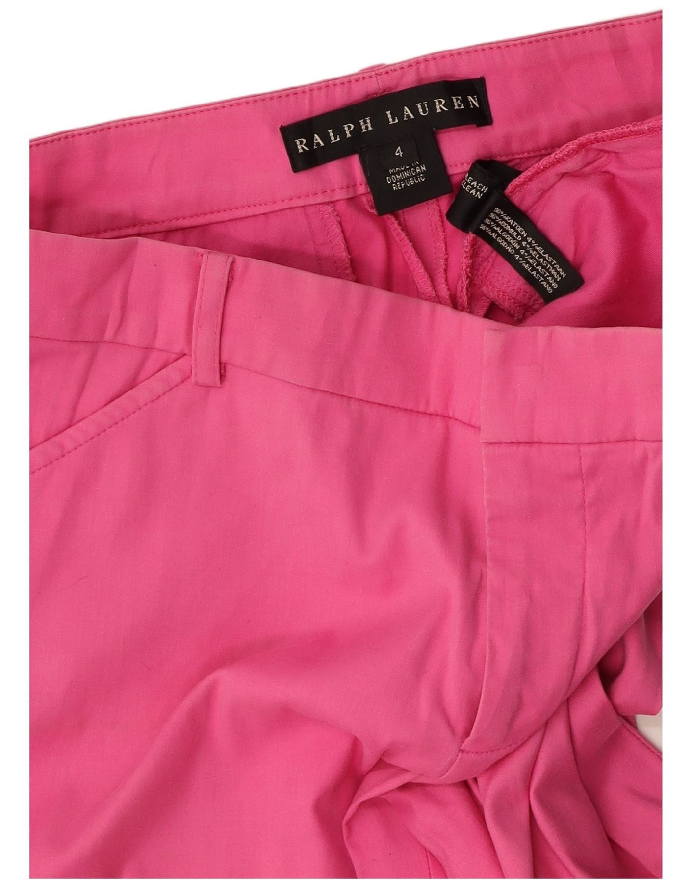 Ralph Lauren Womens Slim Cropped Trousers US 4 Small W28 L26 Pink Cotton Size 25" / US 0 / IT 36 - 4 Thumbnail