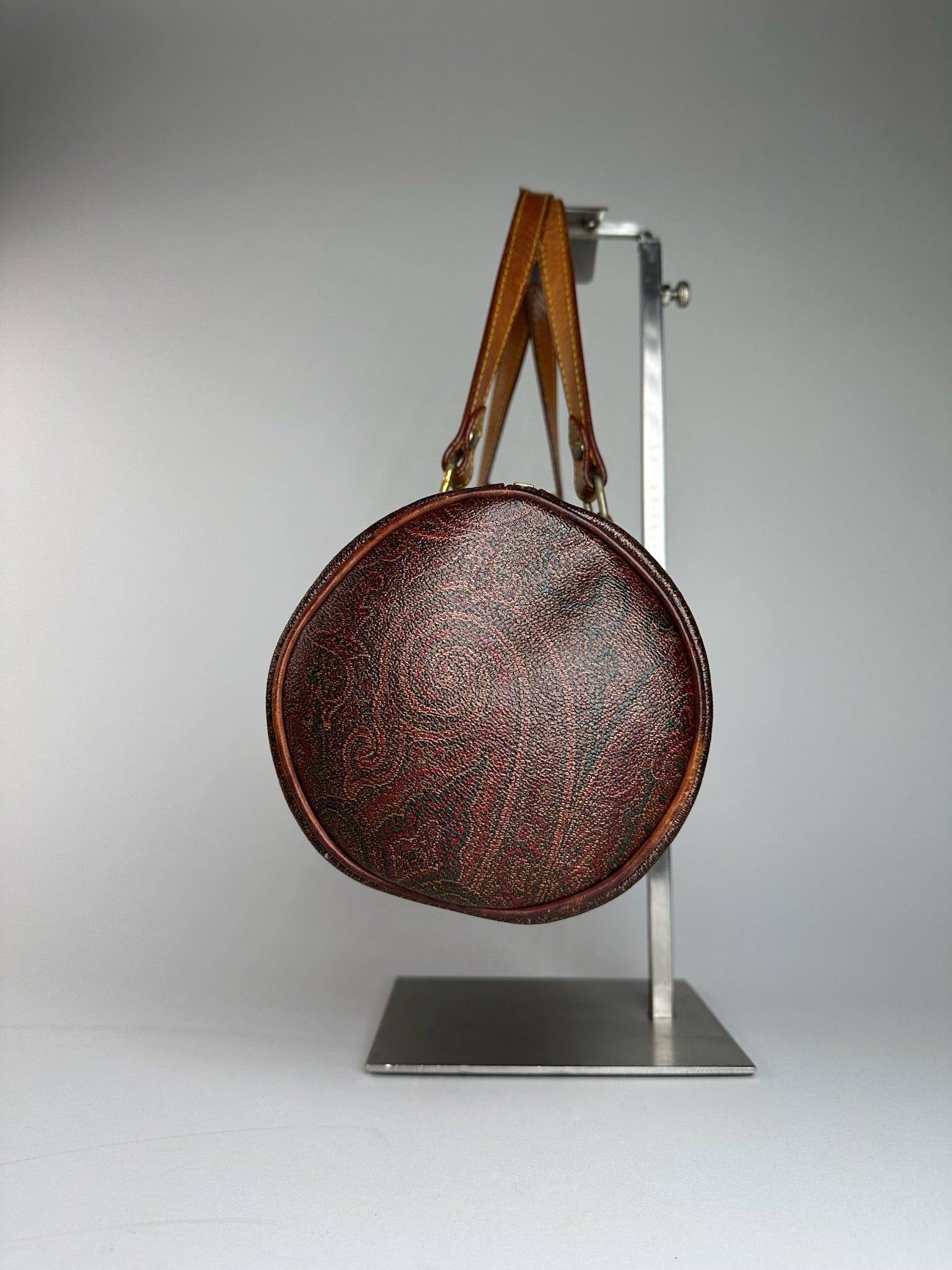 Etro Vintage Paisley Monogram Leather Bowling Bag Size ONE SIZE - 7 Thumbnail