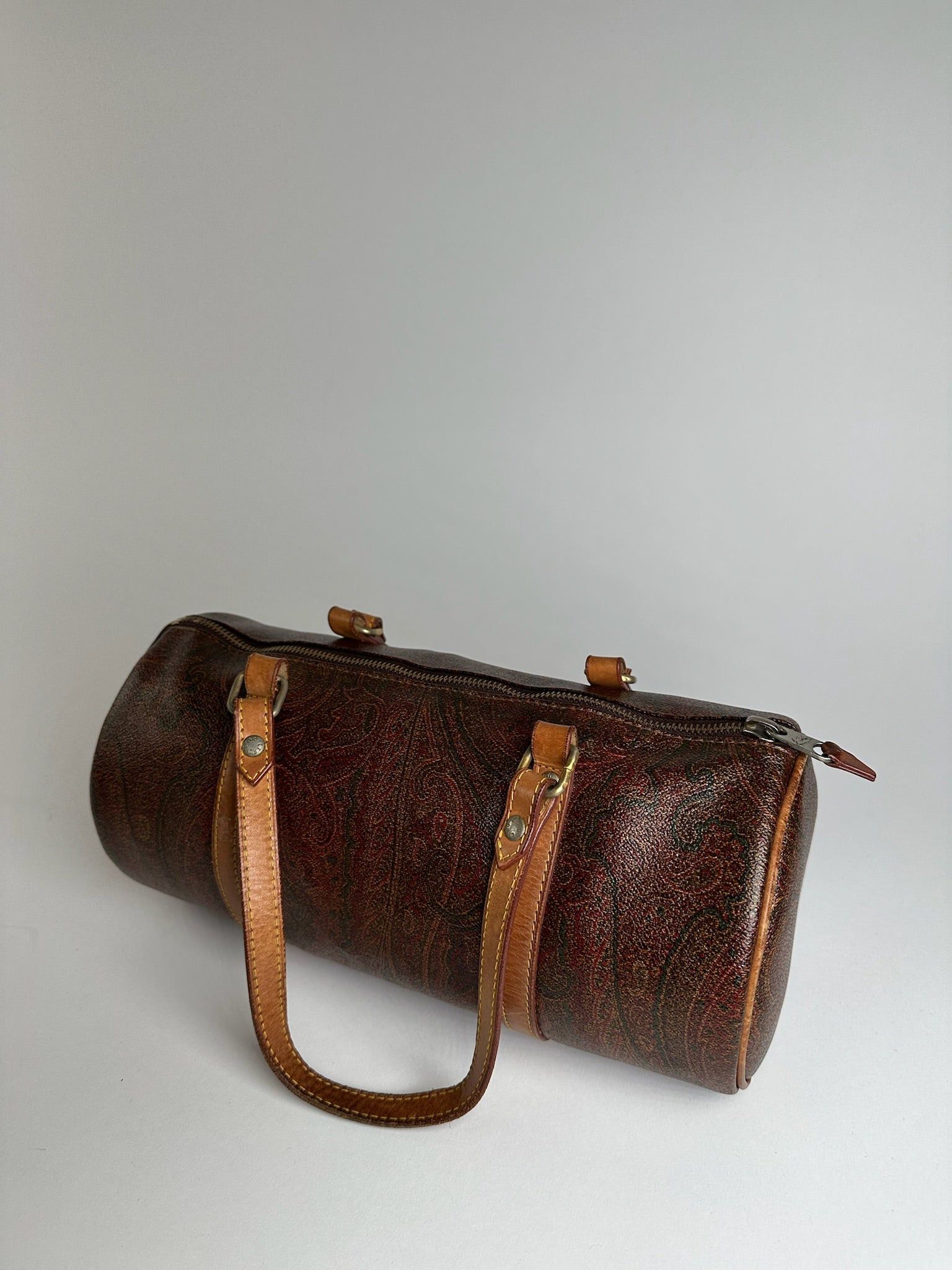 Etro Vintage Paisley Monogram Leather Bowling Bag Size ONE SIZE - 13 Thumbnail