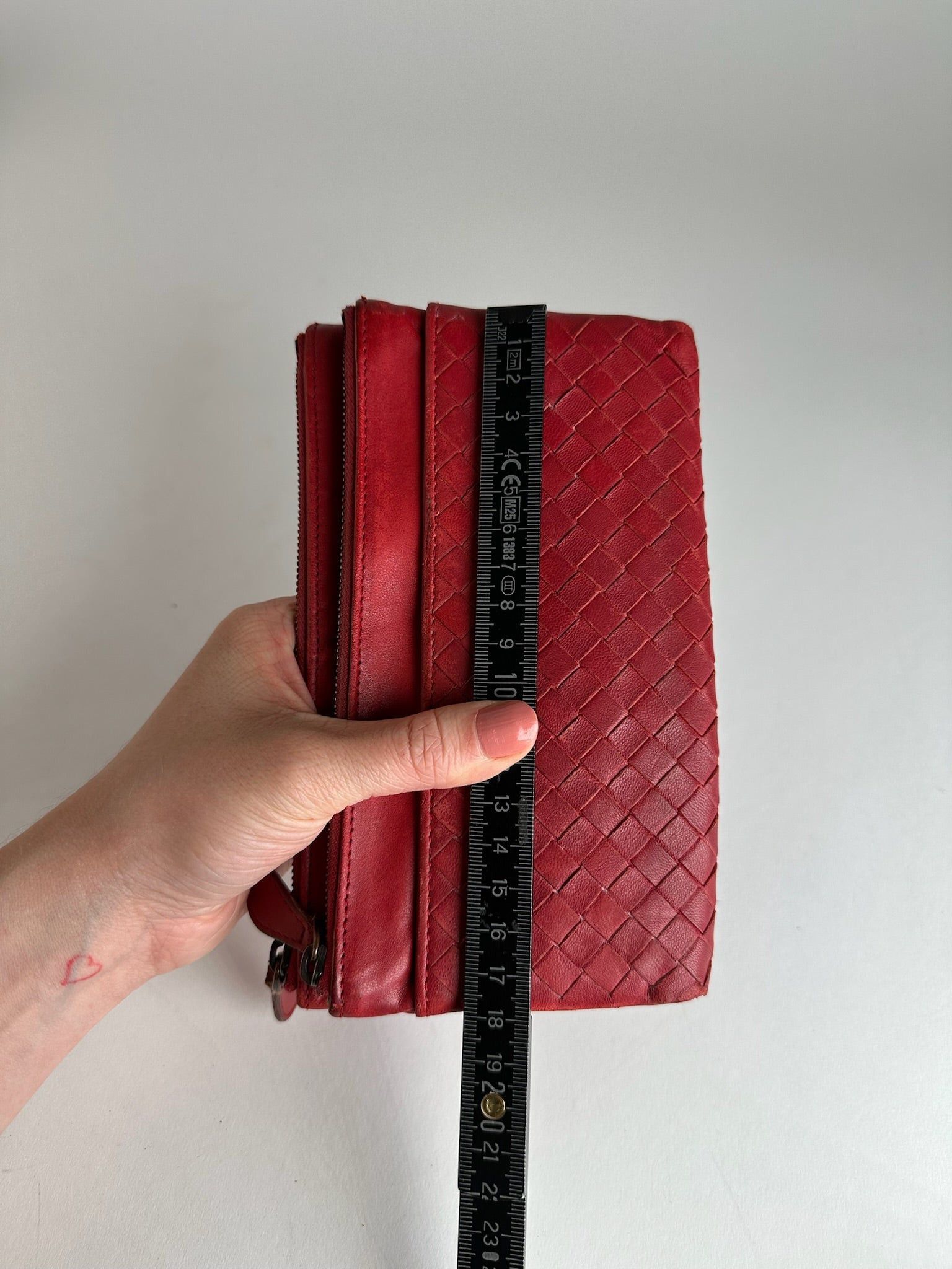 Bottega Veneta Vintage Intrecciato Leather Card Holder Wallet Red Size ONE SIZE - 13 Thumbnail