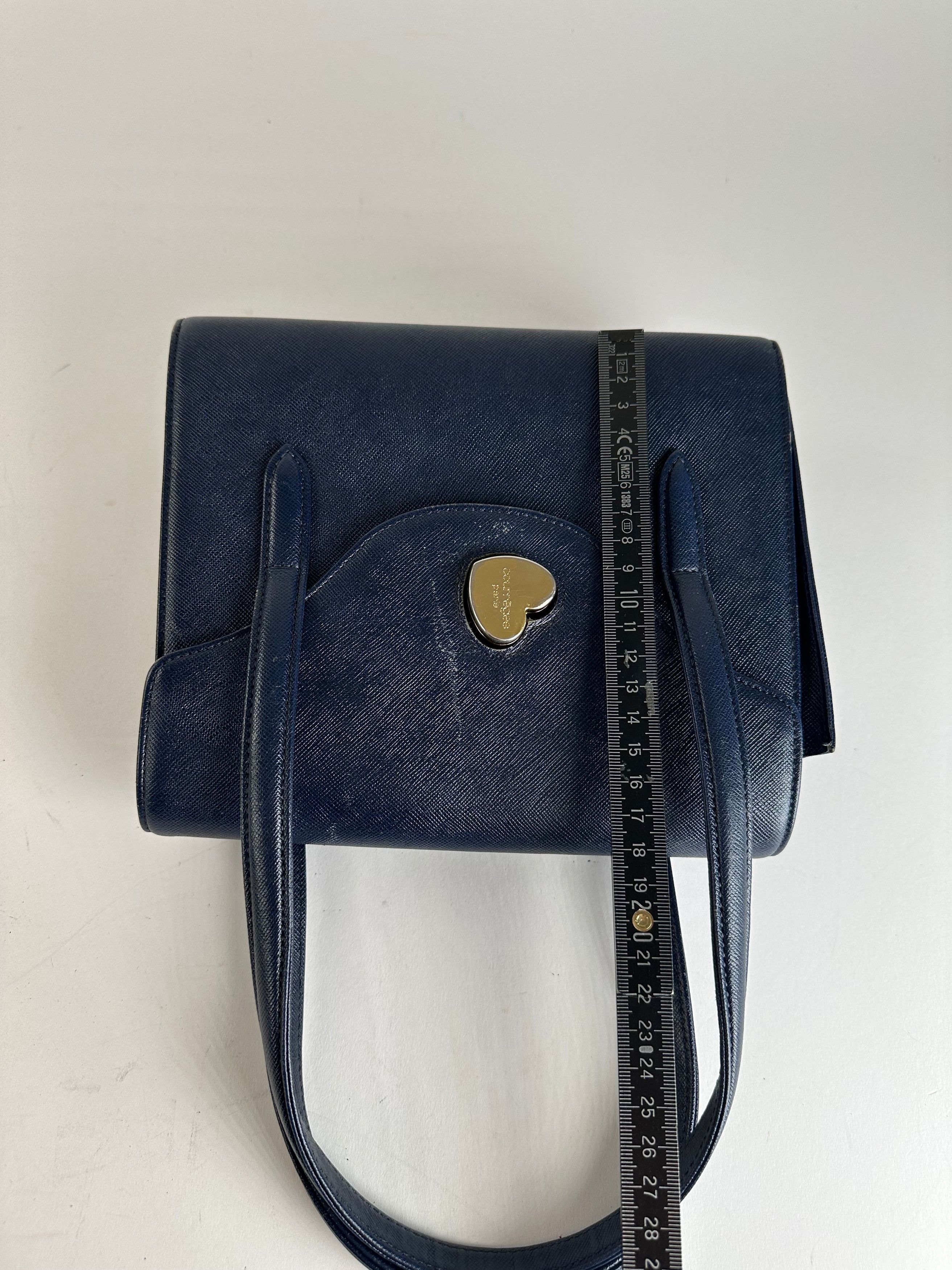 Courreges Vintage Leather Handbag Navy Size ONE SIZE - 9 Thumbnail