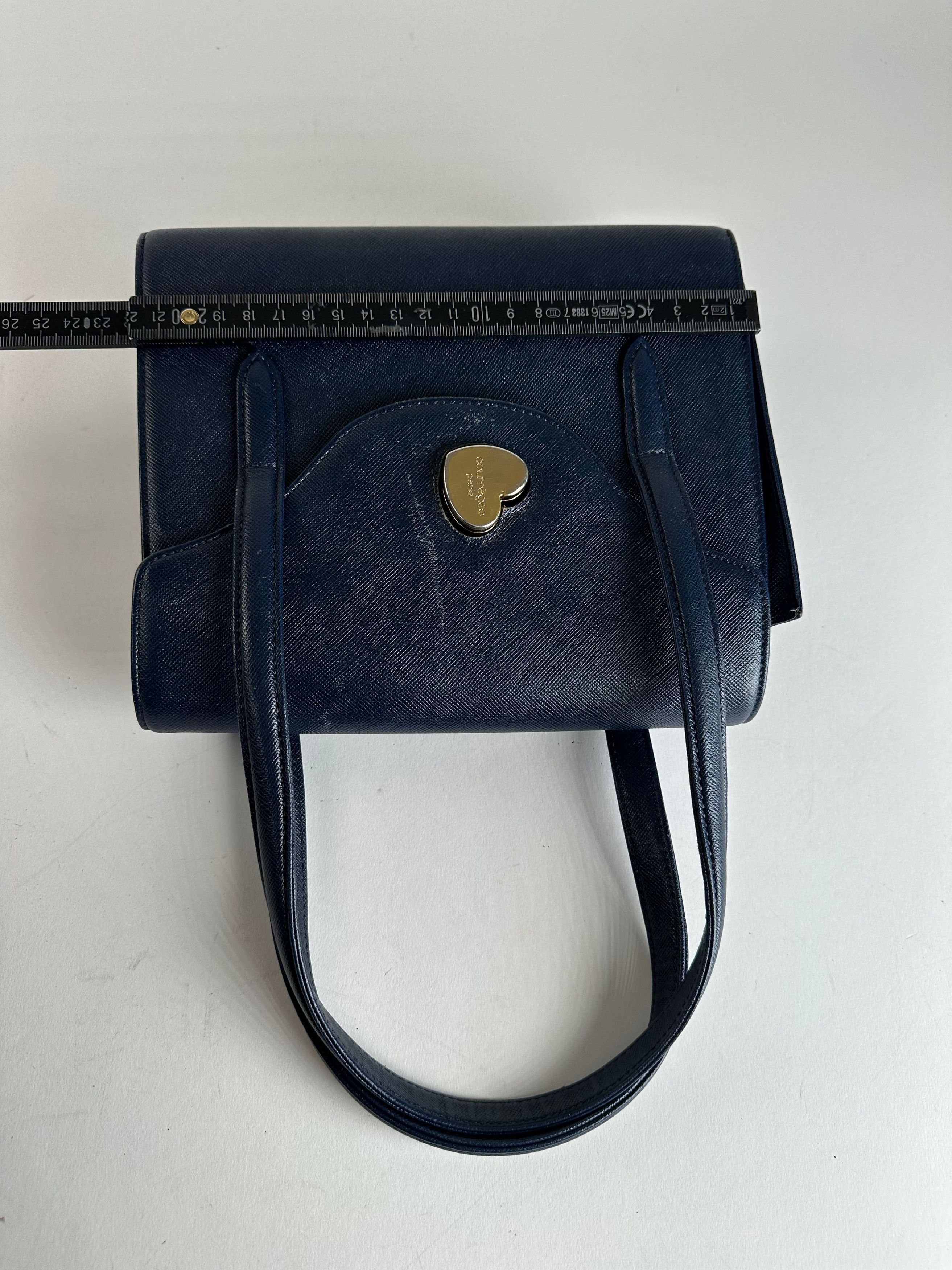 Courreges Vintage Leather Handbag Navy Size ONE SIZE - 8 Thumbnail