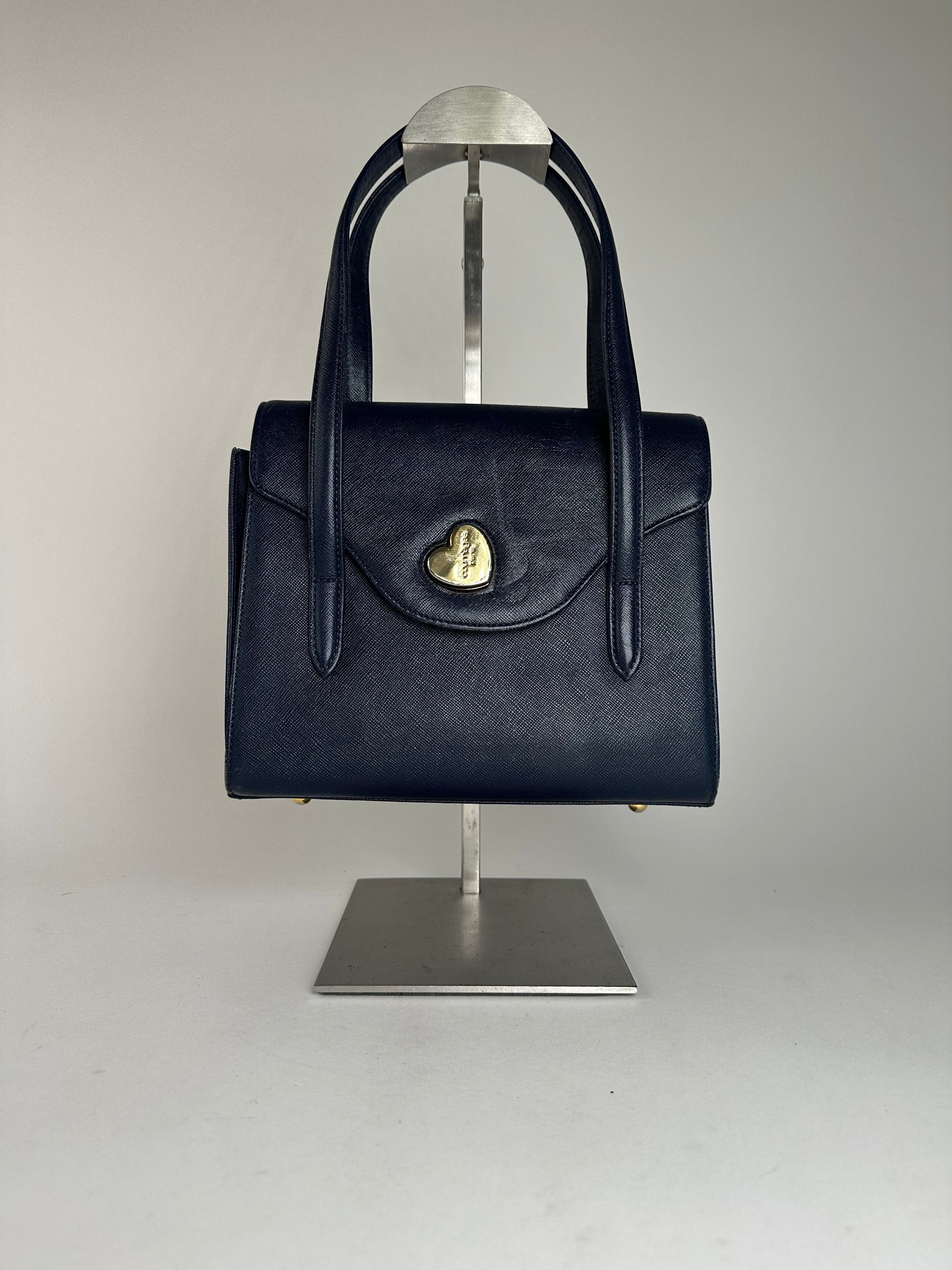 Courreges Vintage Leather Handbag Navy Size ONE SIZE - 11 Thumbnail