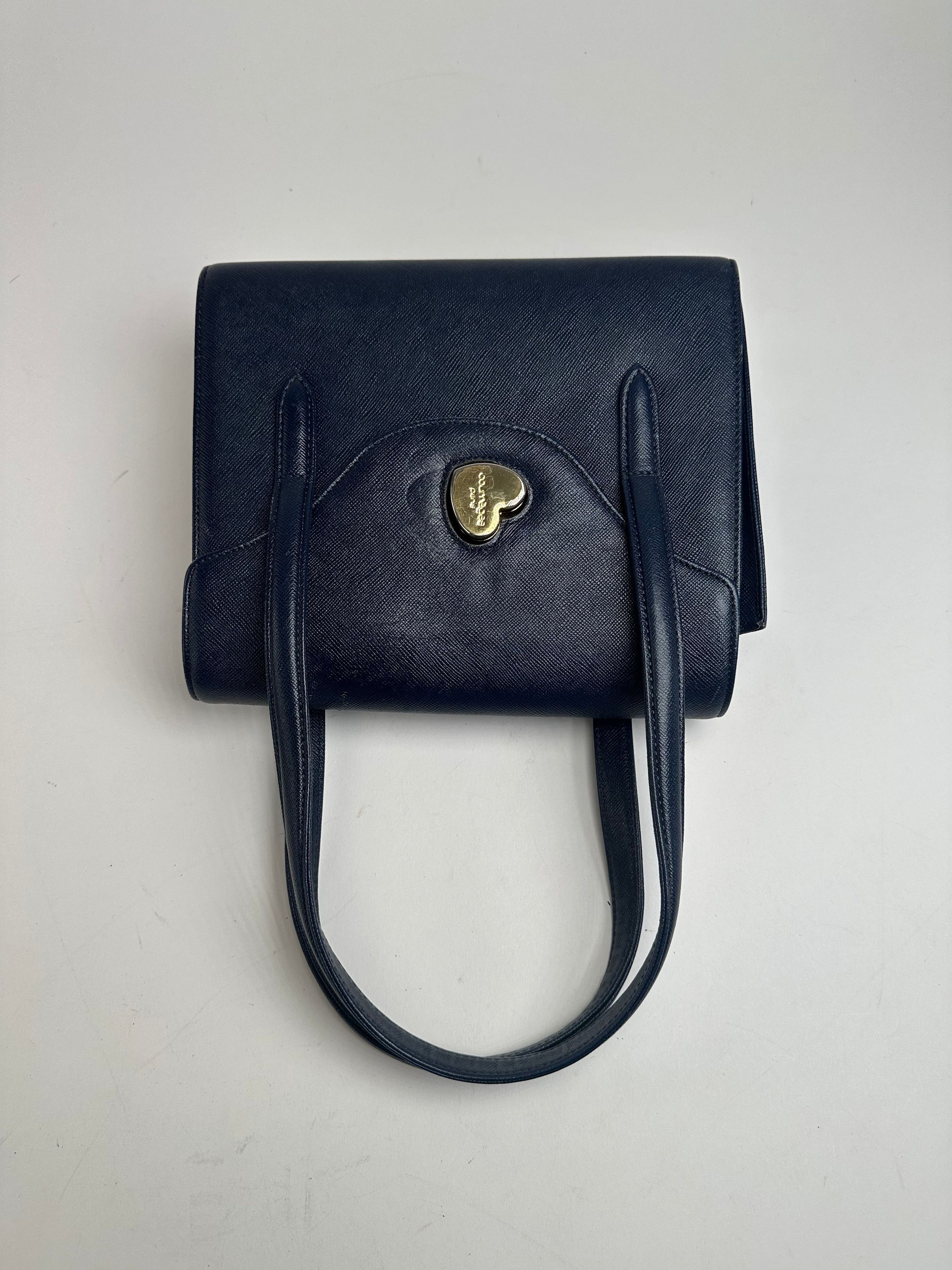 Courreges Vintage Leather Handbag Navy Size ONE SIZE - 6 Thumbnail