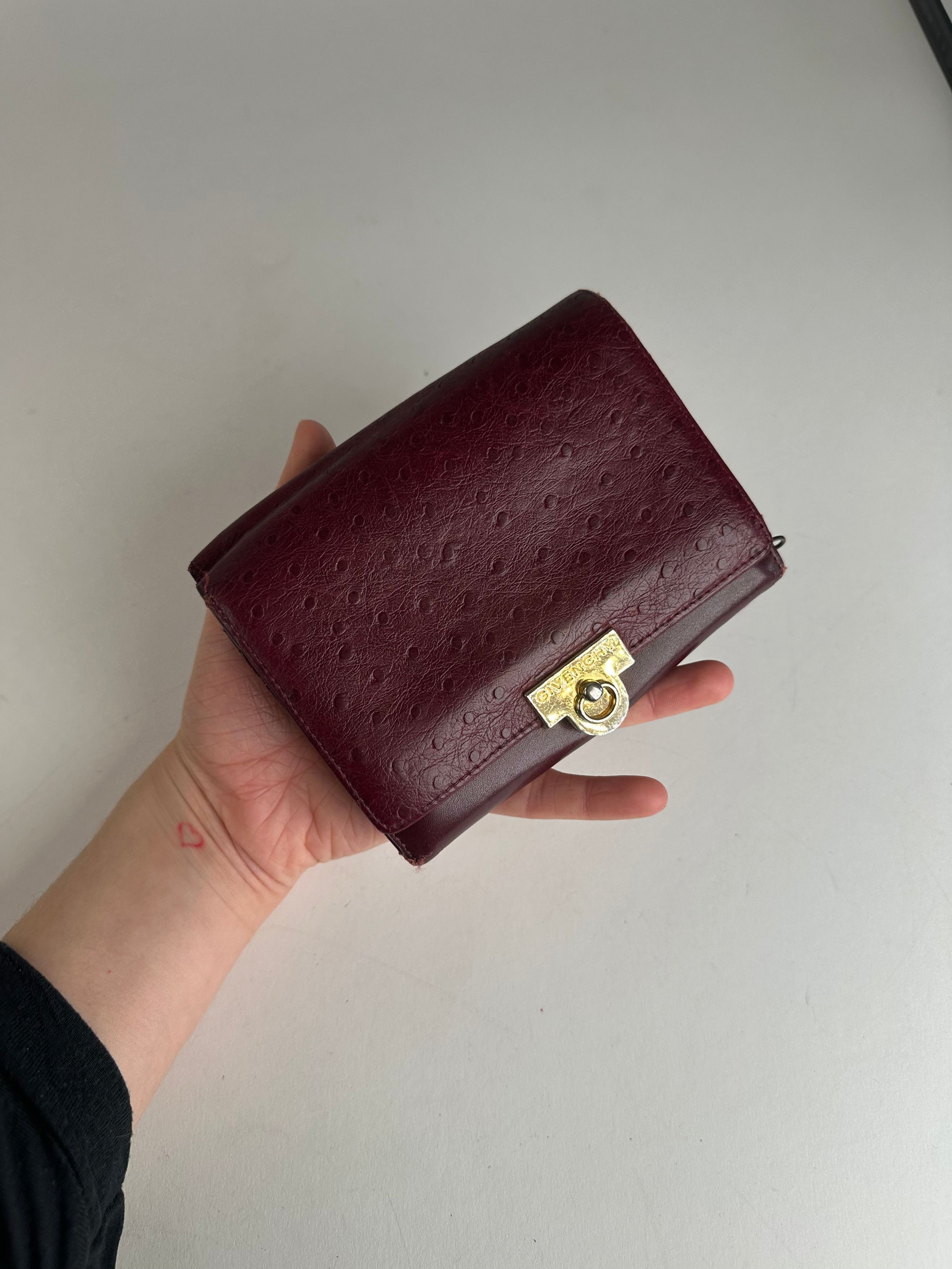 Givenchy Vintage Ostrich Leather Wallet Purple Size ONE SIZE - 3 Thumbnail
